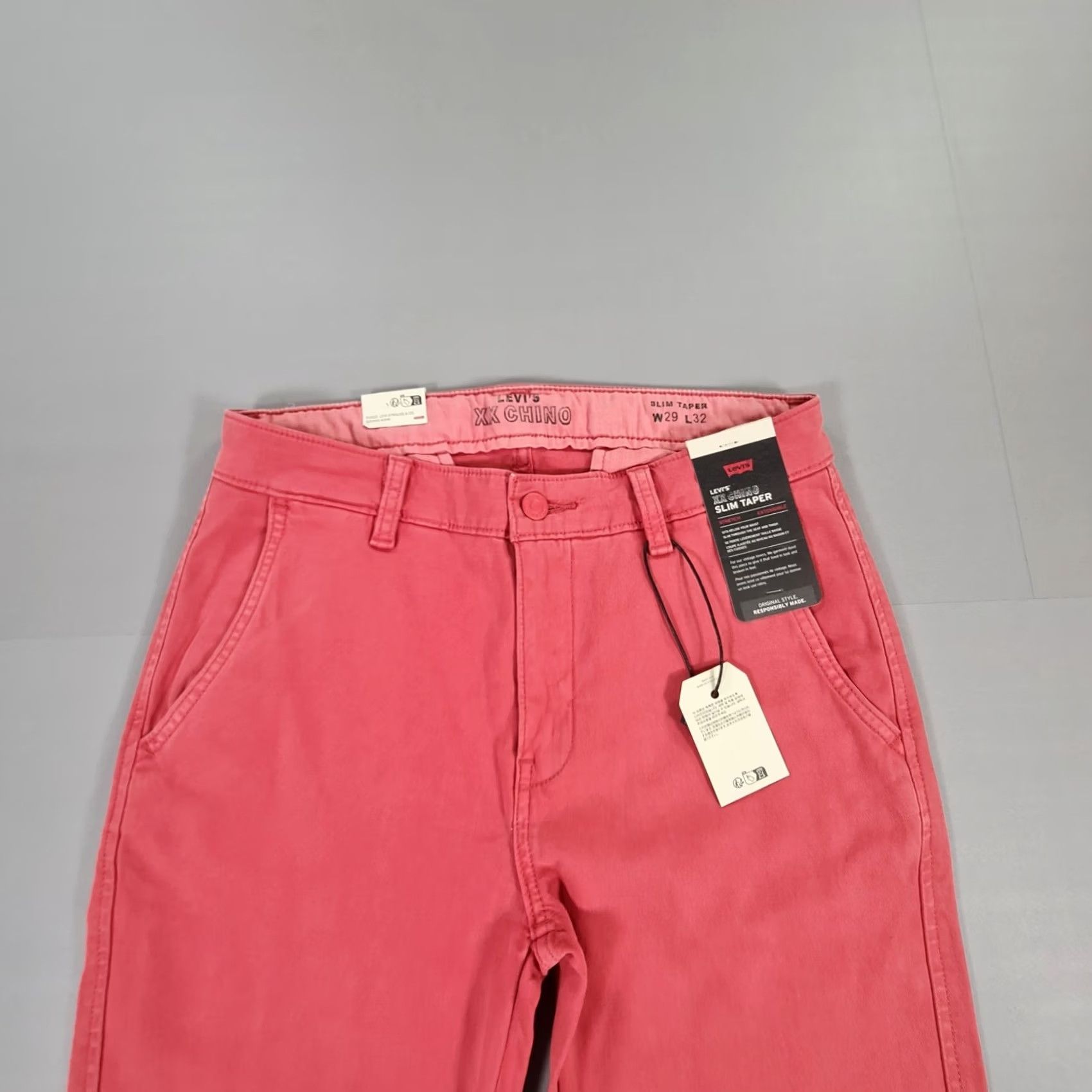 Levi's Levi's Mens XX Chino Trousers Slim Taper Pink W29 L32 Cotton Elastane Pants Size US 29 - 2 Thumbnail