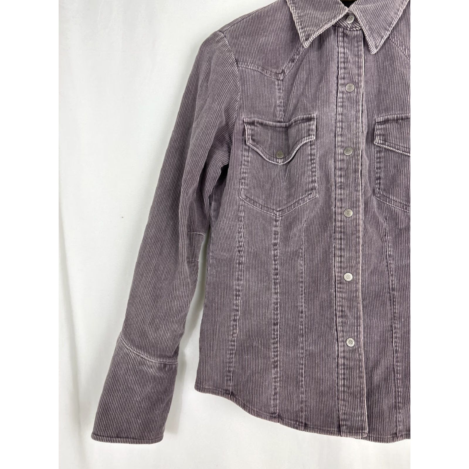 Vintage Caslon Jacket Women’s Corduroy Long Sleeve Purple Button Up Snap Pockets Casual Small Regular Coat Short Sleeve 19” 24.5” 22” Vintage No N/A Size S / US 4 / IT 40 - 2 Thumbnail