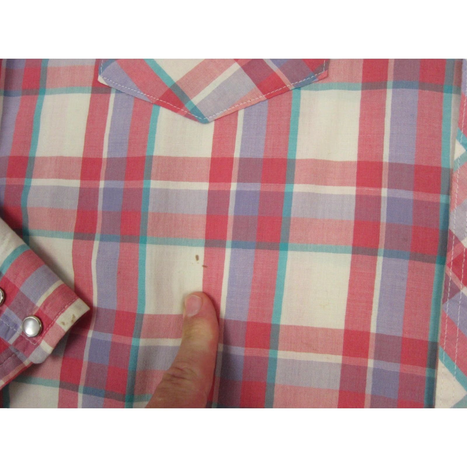 Wrangler Vintage Wrangler Shirt Mens 17 Pink Plaid 80s USA Made Button-Up Cotton Canvas Long Sleeve Western Casual Size US XL / EU 56 / 4 - 4 Thumbnail