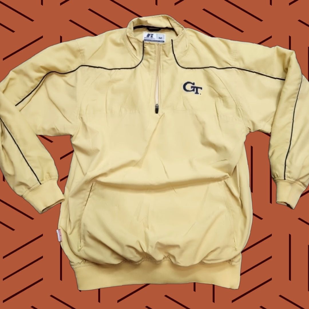 Russell Athletic VINTAGE Georgia Tech Windbreaker Men Medium Russell Athletic Team Issue Pullover Yellow M Jacket Size US M / EU 48-50 / 2 - 1 Thumbnail
