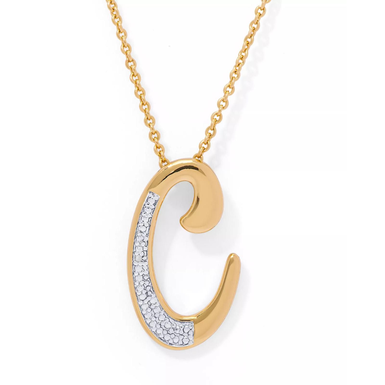 Macys Diamond Accent Initial Pendant Necklace in Gold Plate - C Size ONE SIZE - 1 Thumbnail