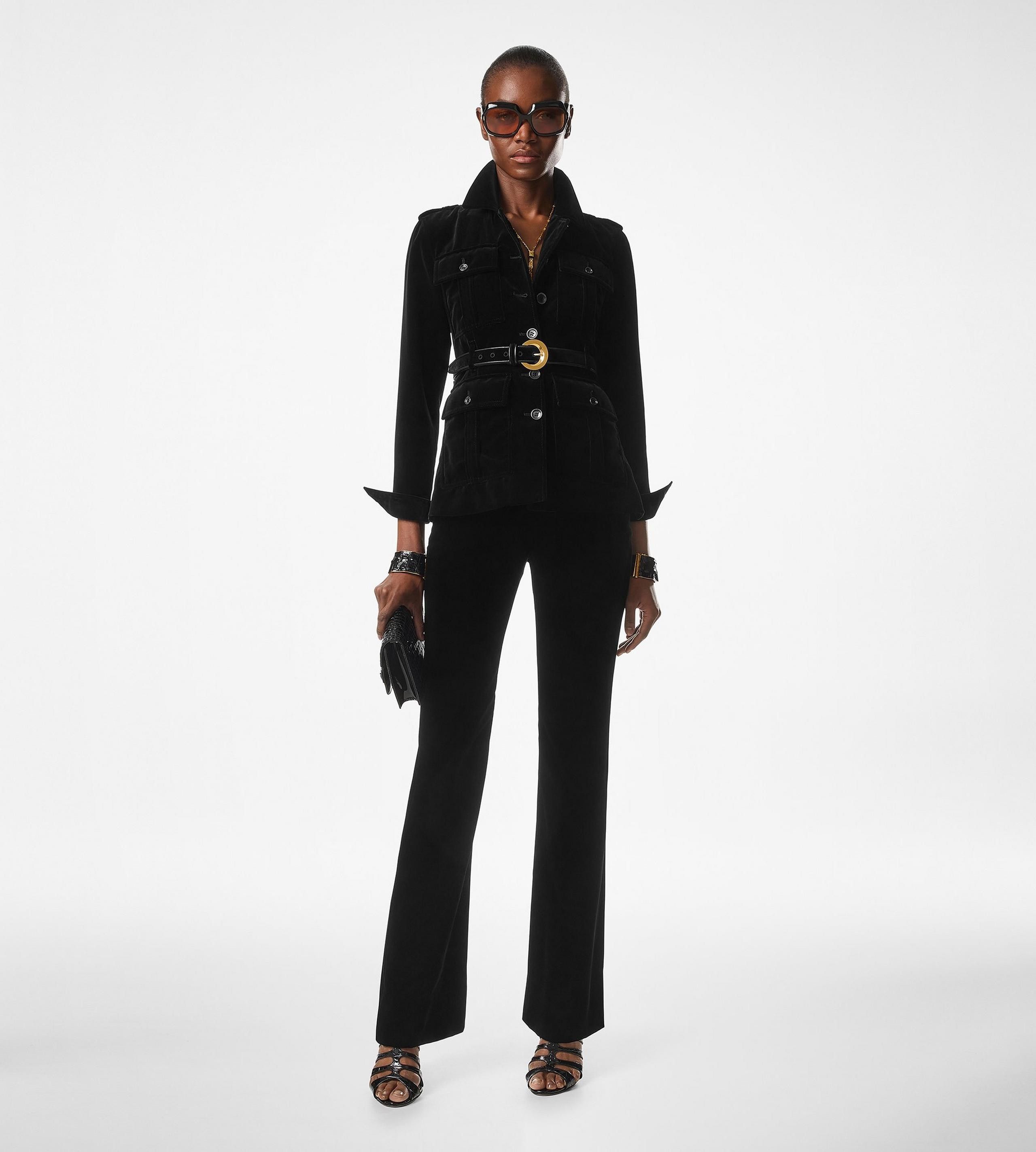 Tom Ford o1w1db10525 PAW567 Velvet Flared Pant in Black Size 26" / US 2 / IT 38 - 2 Thumbnail