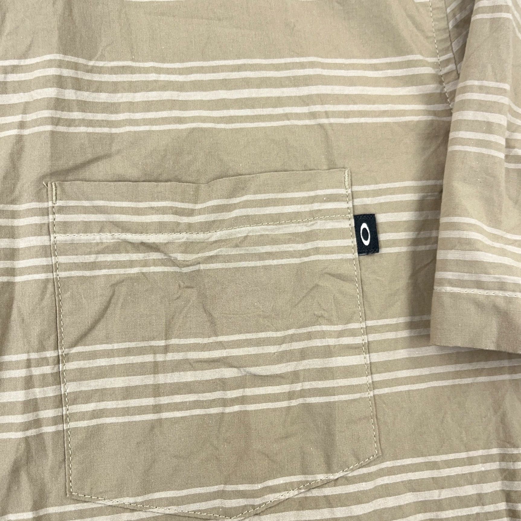 Oakley Oakley Shirt Men XL Brown Striped Button-Up Front Pocket Casual Shirt Size 46R - 5 Thumbnail