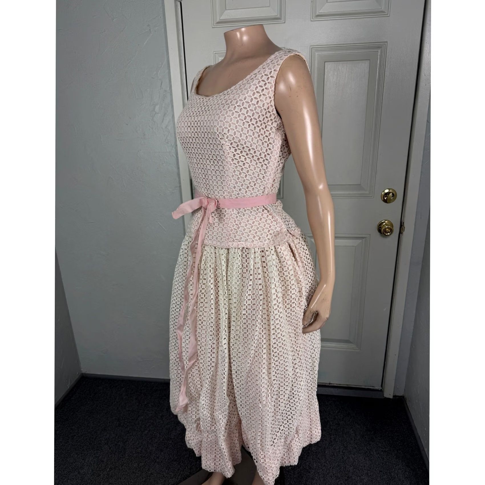 Vintage VINTAGE Lanz Cotton Dress 2 piece set Party Eyelet 50s 11 Orignal Size XXS / US 00 / IT 34 - 3 Thumbnail