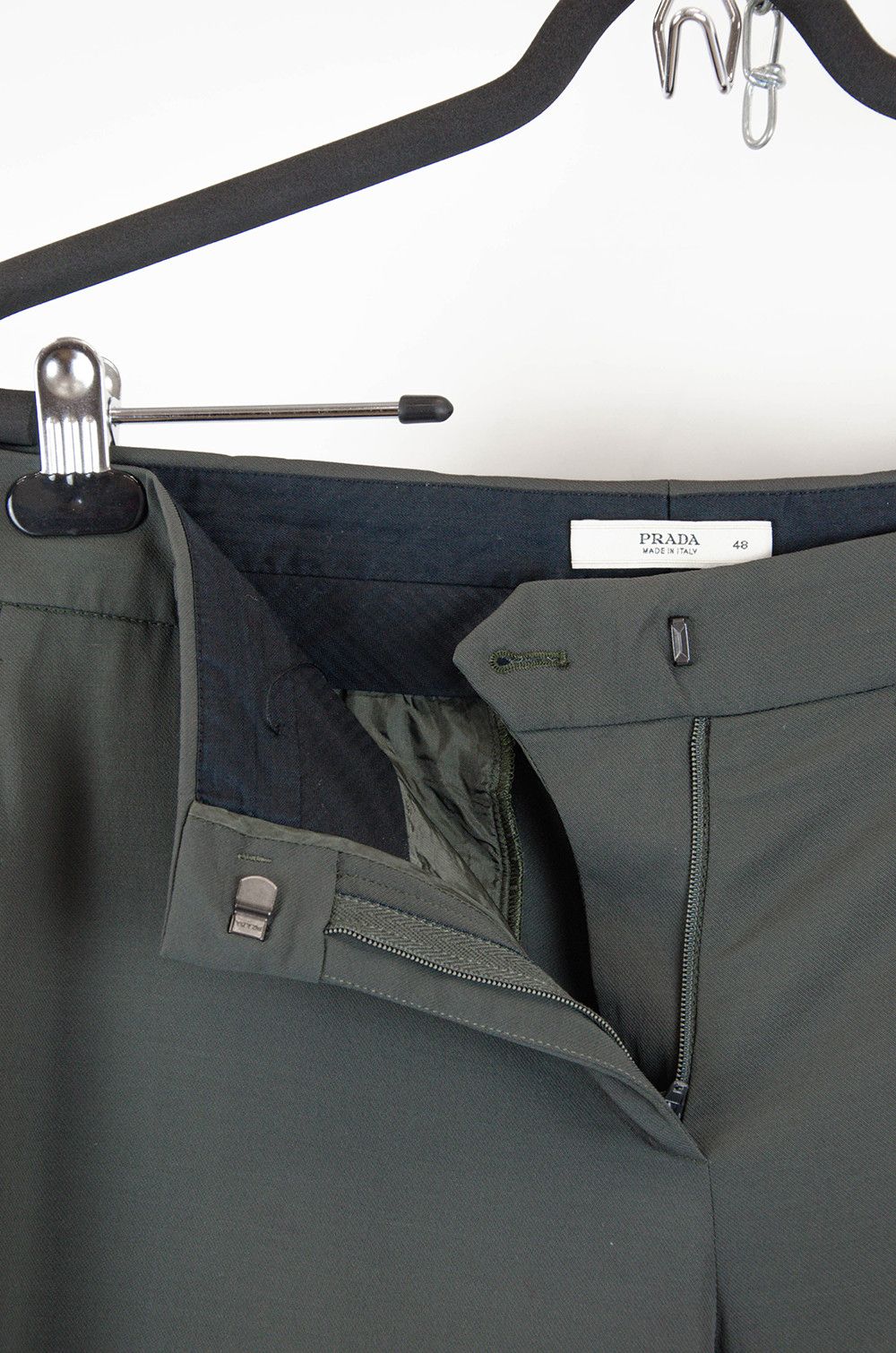 Prada Prada Dark Olive Wool Tapered Trousers IT48/W35 Size US 35 - 8 Thumbnail