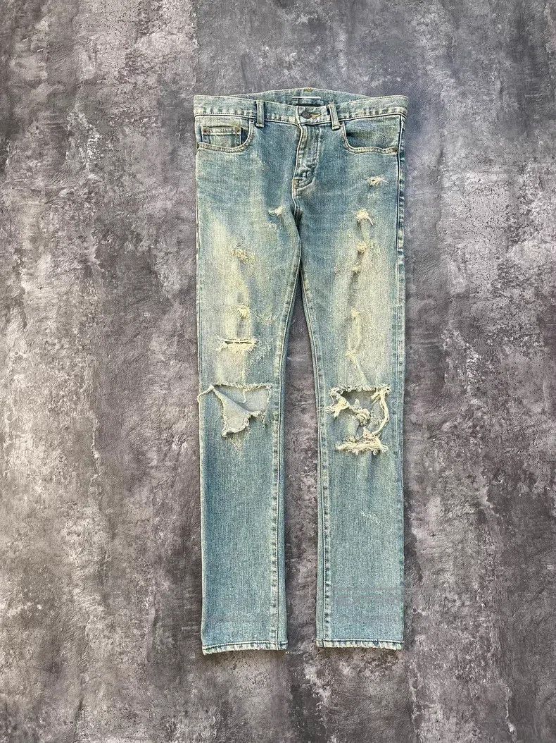 Saint Laurent Paris Saint Laurent Paris Double knee worn-out big destruction Size US 29 - 1 Thumbnail
