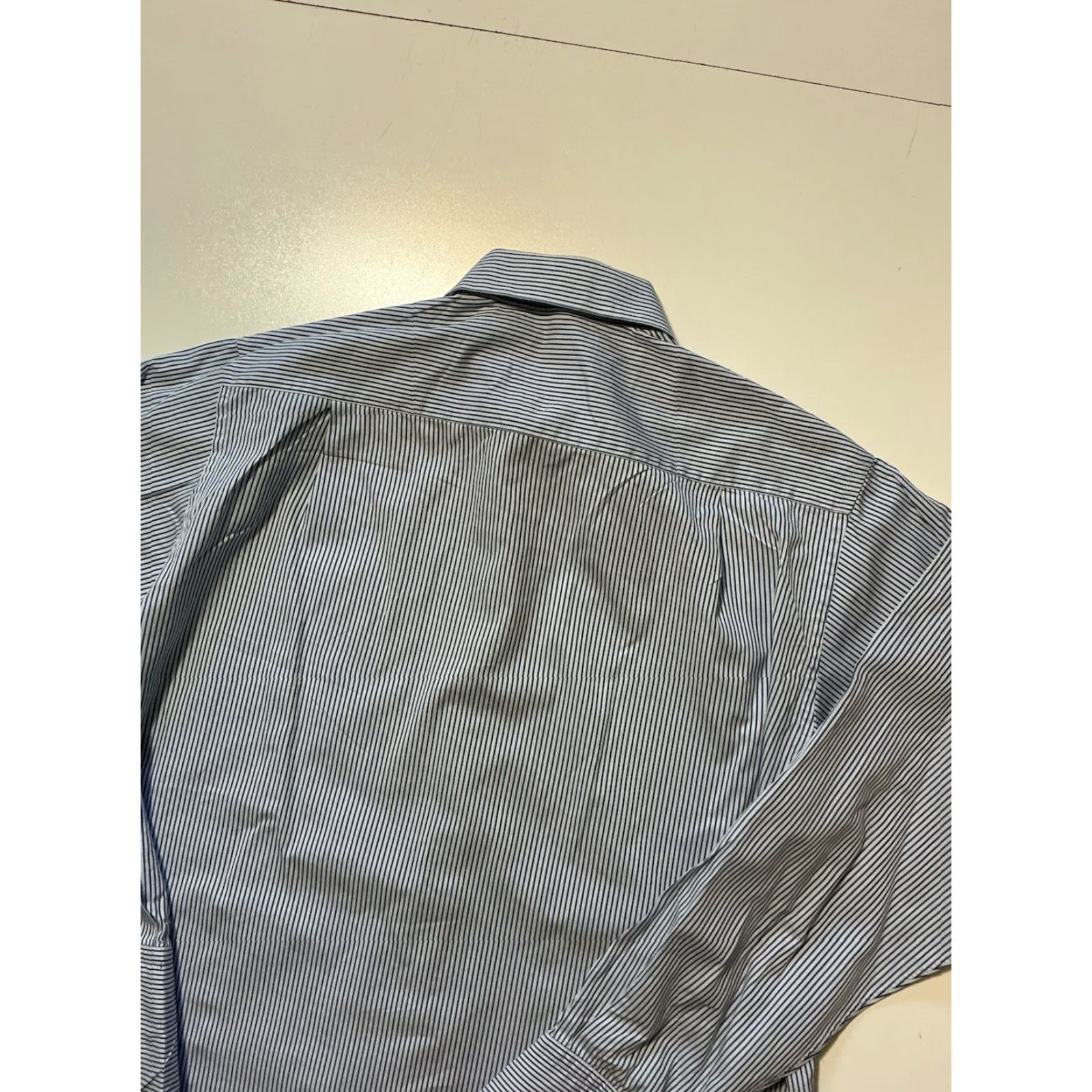 Armani VINTAGE Armani Collezioni Dress Shirt Long Sleeve Button Blue Striped Sz.L Mens Size 42R - 4 Thumbnail