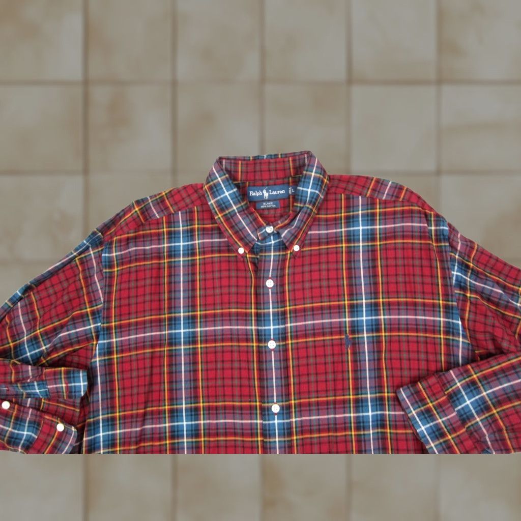 Ralph Lauren Ralph Lauren Shirt Mens Large Red Blue Pony Plaid Cotton Button-Up Long Sleeve Classic Fit Size US L / EU 52-54 / 3 - 1 Thumbnail
