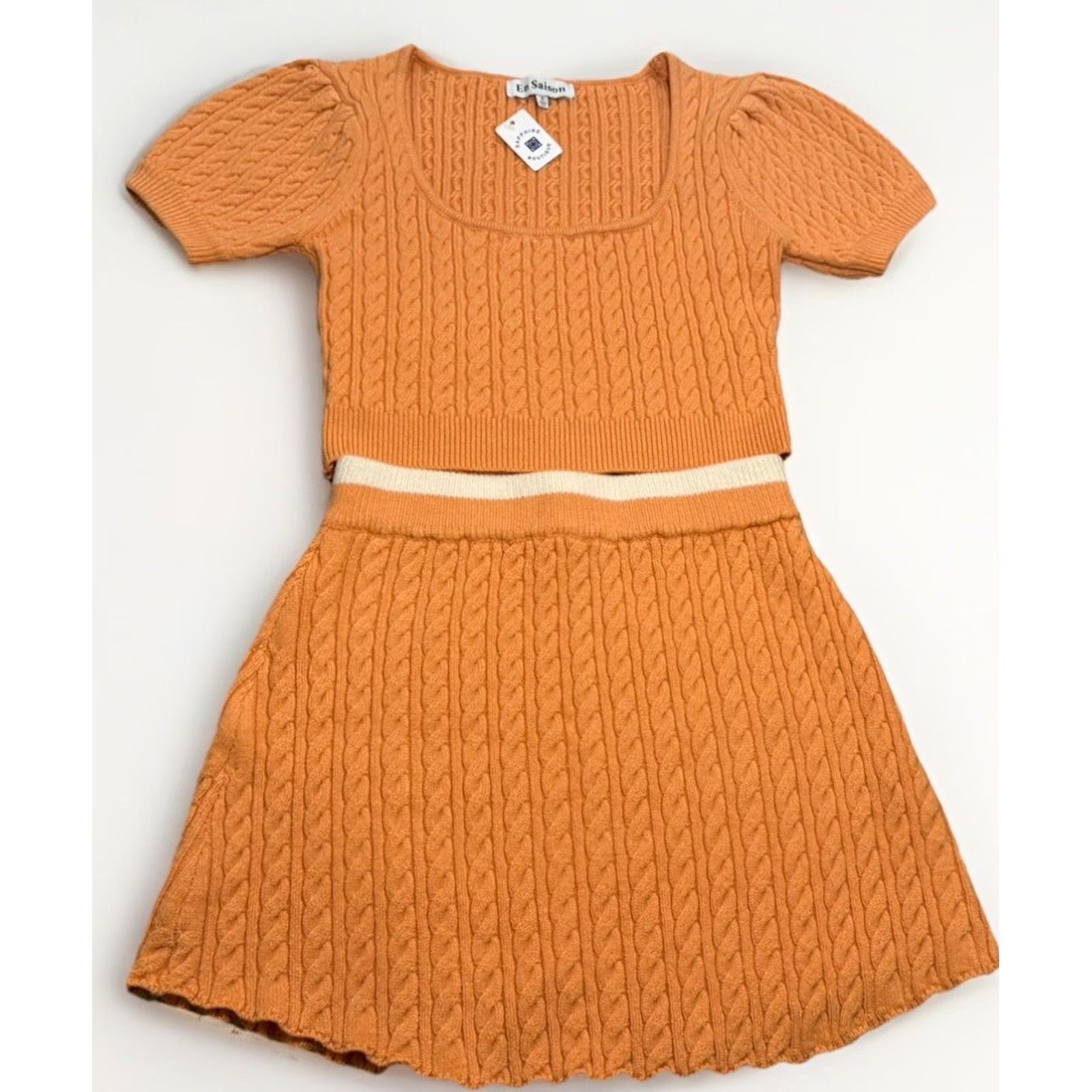 Vintage En Saison Tuckernuck Jodi Top Peach Shirt and Skirt Set Sz S Womens Set Peach Shirt Skirt Two Piece EUC Size S / US 4 / IT 40 - 3 Thumbnail