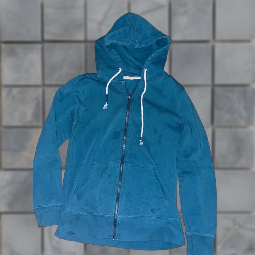 Vintage VINTAGE ROXY Zip-Up Hoodie Turquoise XL Womens Blue Full Zip Activewear Hoodie Size XL / US 12-14 / IT 48-50 - 1 Thumbnail