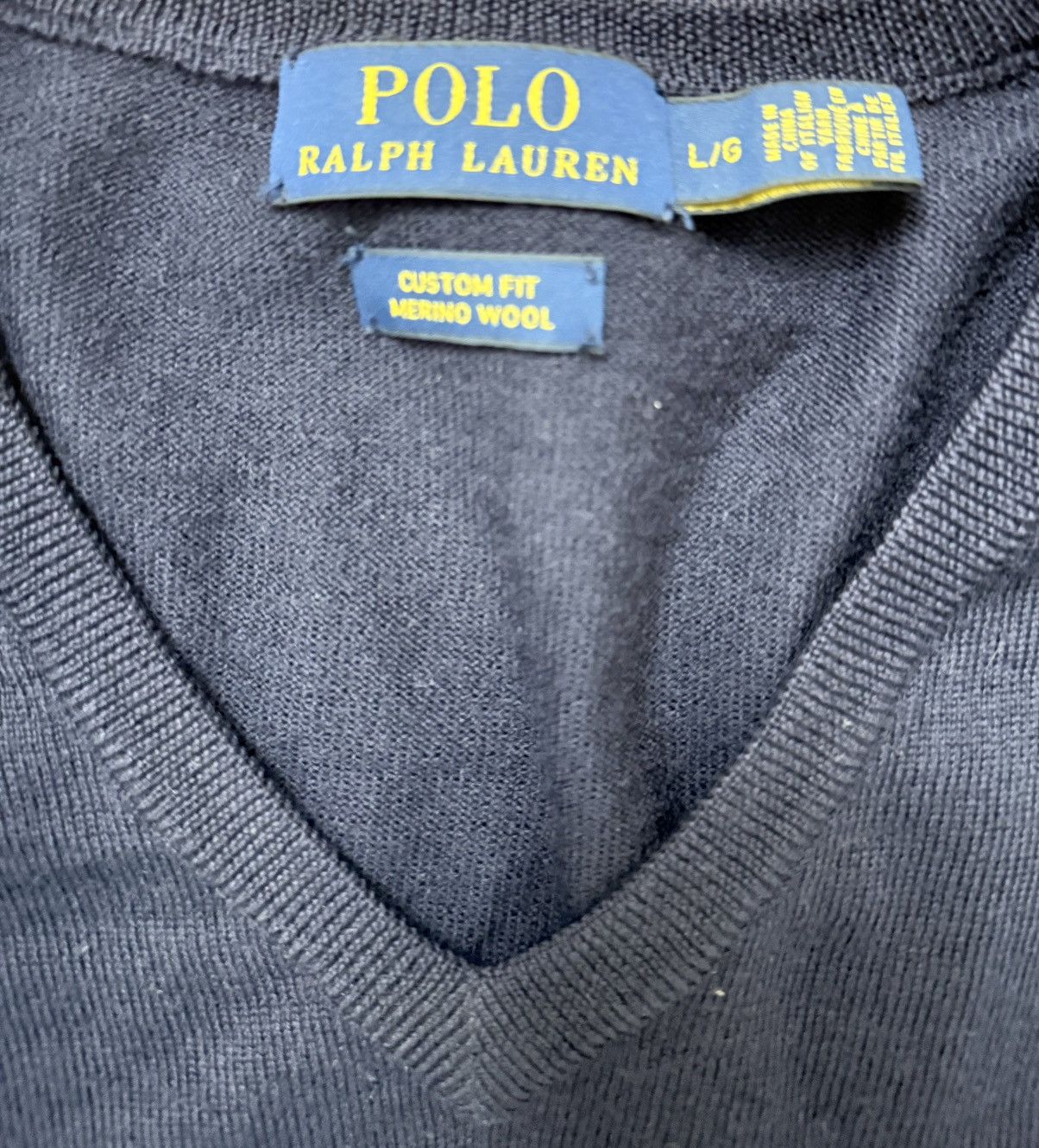 Polo Ralph Lauren Polo Ralph Lauren Men's V-Neck Cotton Sweater Navy Dark Blue Size US L / EU 52-54 / 3 - 2 Thumbnail