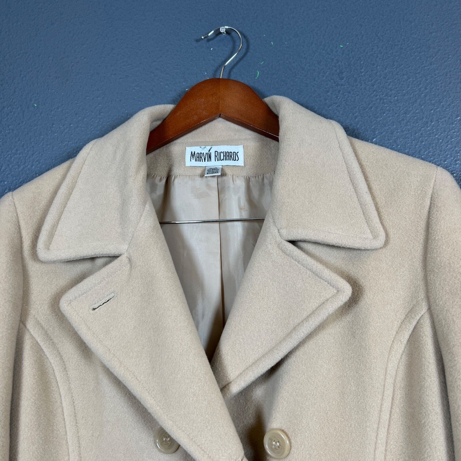 Vintage Marvin Richards L women’s beige wool coat trench jacket New Size L / US 10 / IT 46 - 5 Thumbnail
