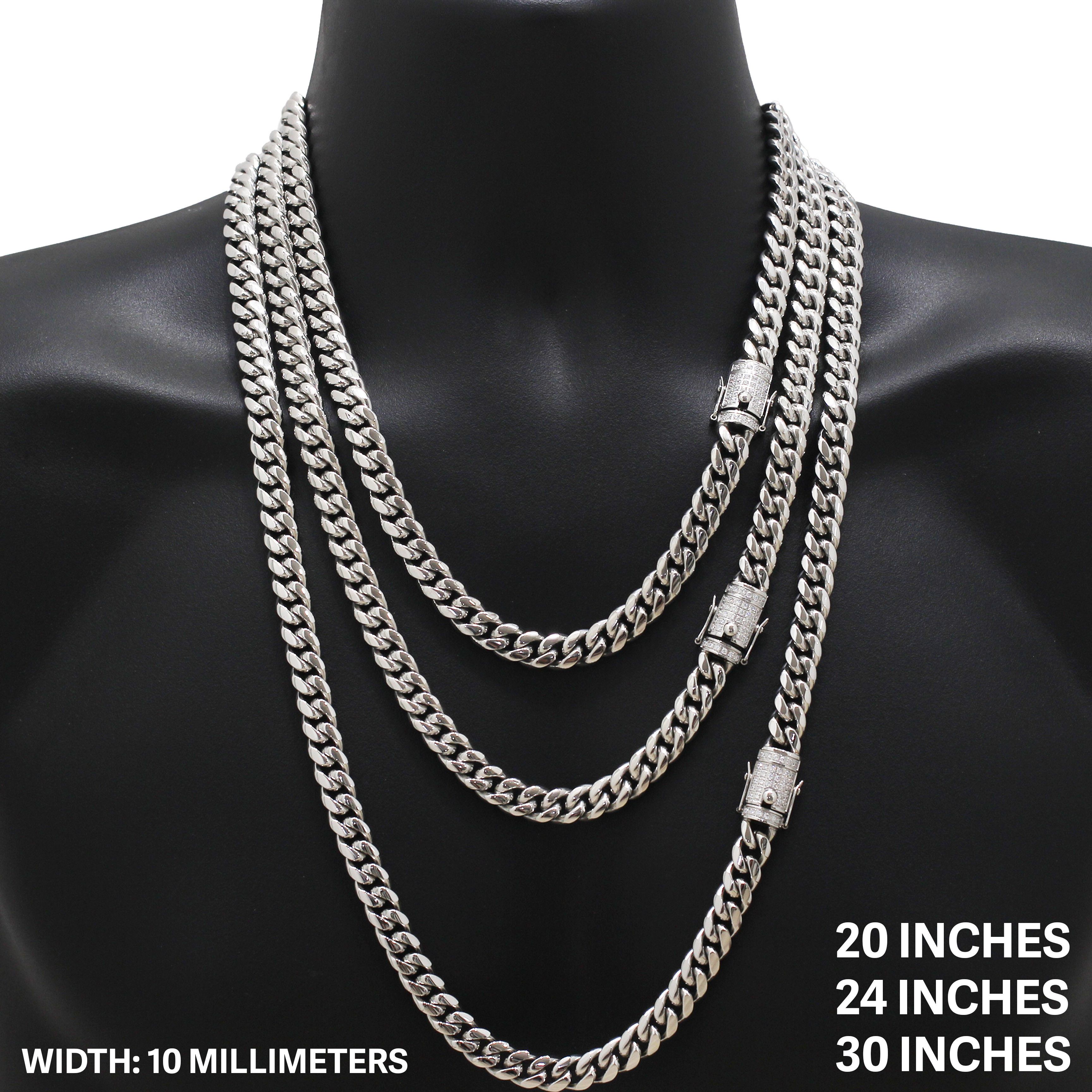 Other 316L SS AAA CZ 10mm Miami Cuban Link Chain Necklace 24" Size ONE SIZE - 1 Thumbnail