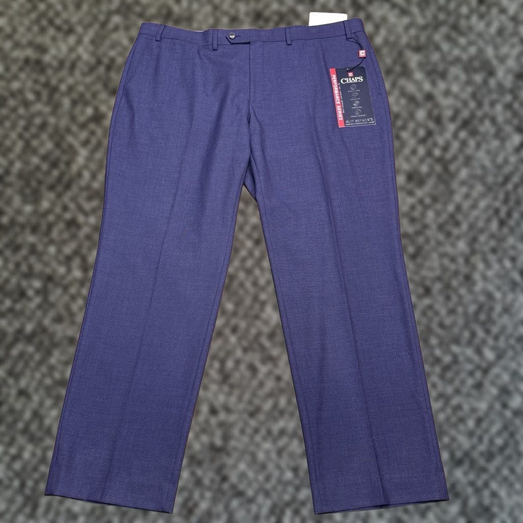 Chaps Chaps Dress Pants Mens 42x30 Blue Flat Front Stretch Regular Size US 42 / EU 58 - 1 Thumbnail