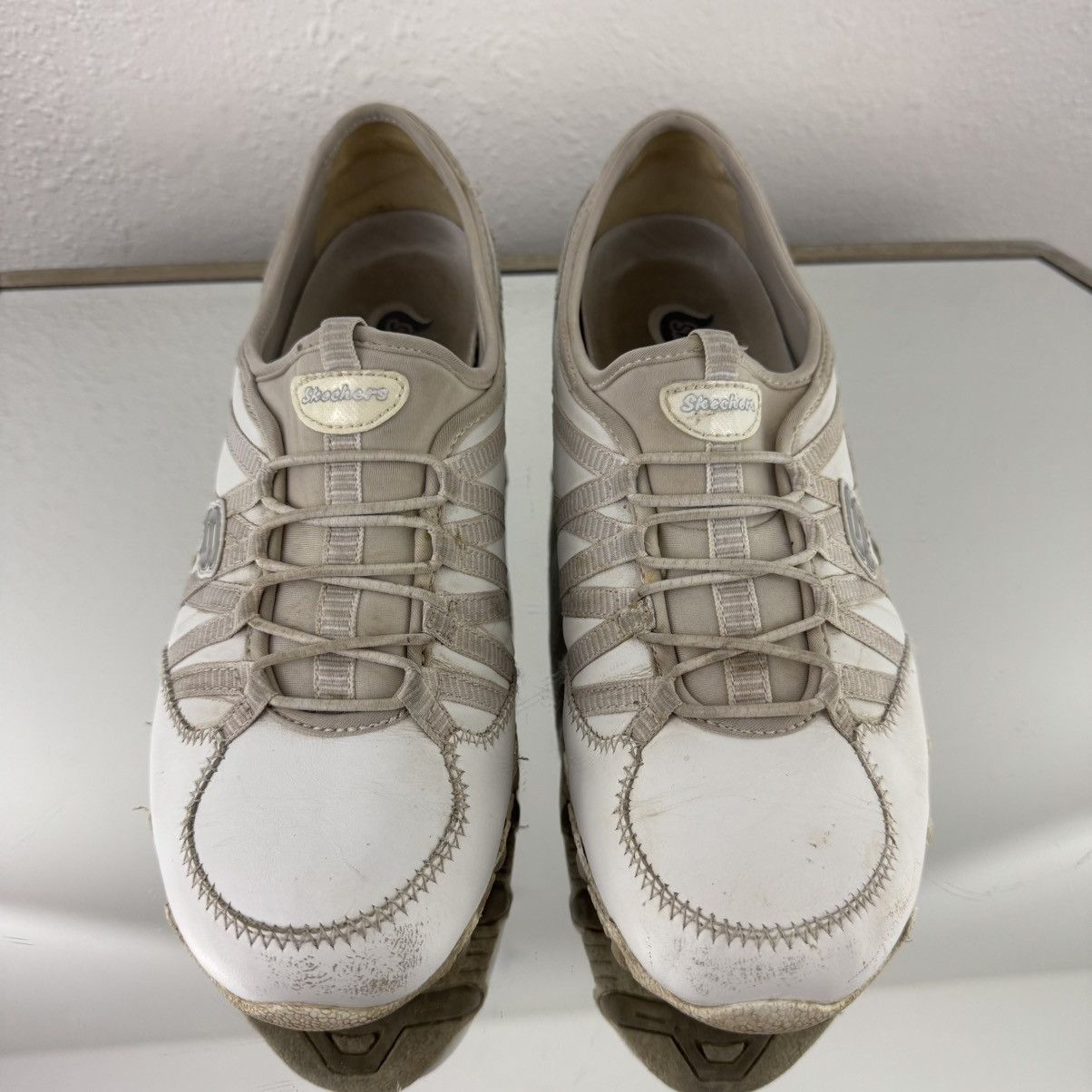 SKECHERS SKECHERS Vintage Y2K 2000s White Leather Sporty Slip Ons Size US 9.5 / IT 39.5 - 6 Thumbnail