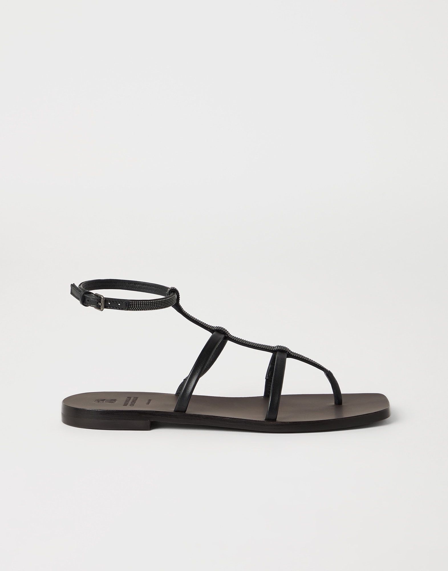 Brunello Cucinelli o1la1rc1a0326 Nappa Leather Sandals in Black Size US 7 / IT 37 - 1 Thumbnail