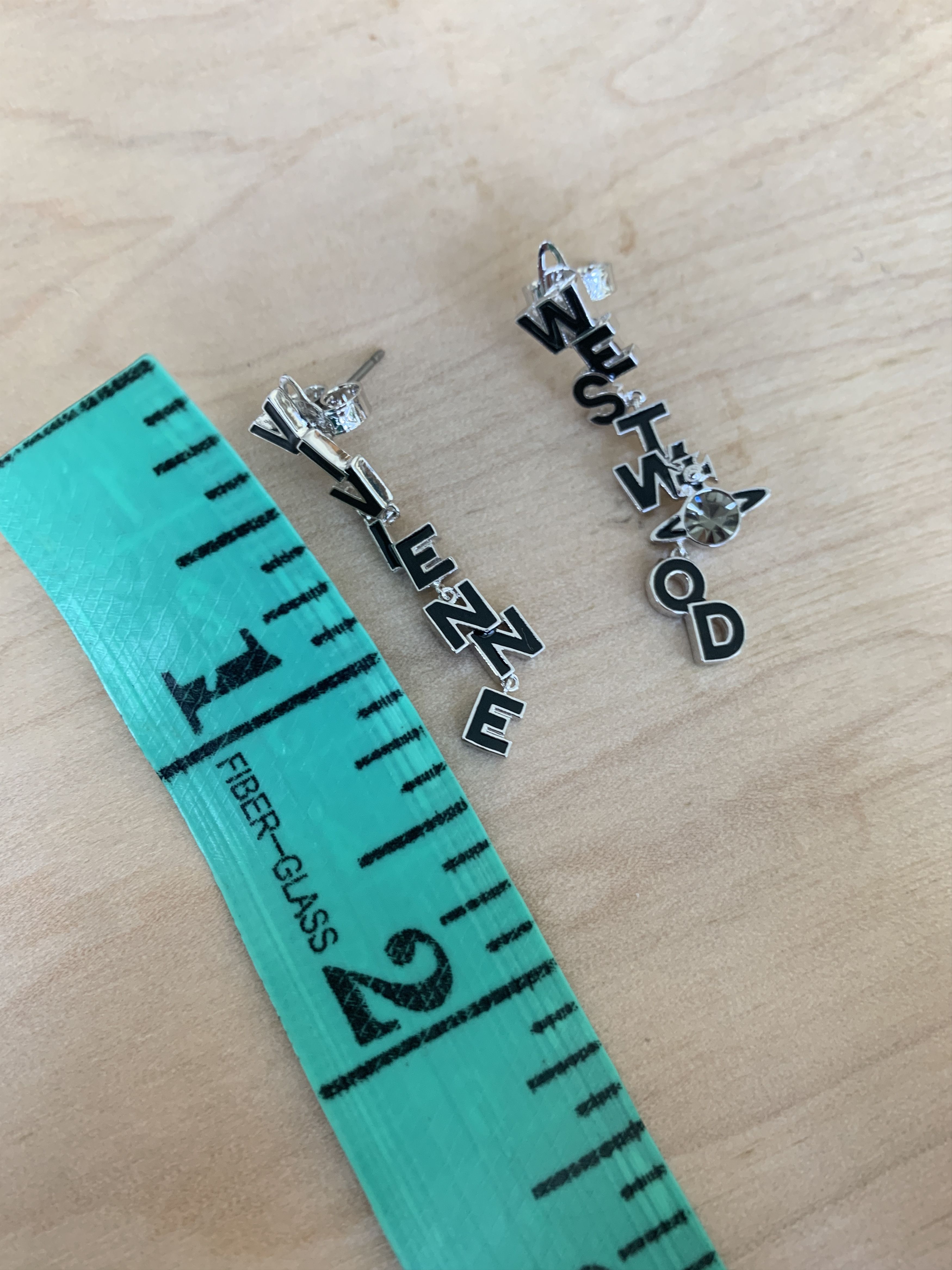 Vivienne Westwood Dangling Jointed Vivienne Westwood Text Earrings w/ Orb Size ONE SIZE - 7 Thumbnail