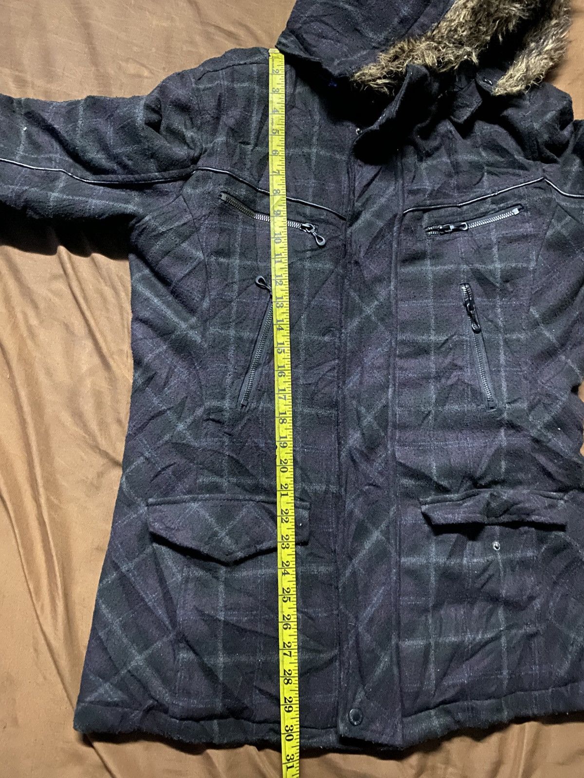 In The Attic In The Attic Faux Fur Plaid Wool Jacket Size US L / EU 52-54 / 3 - 8 Thumbnail