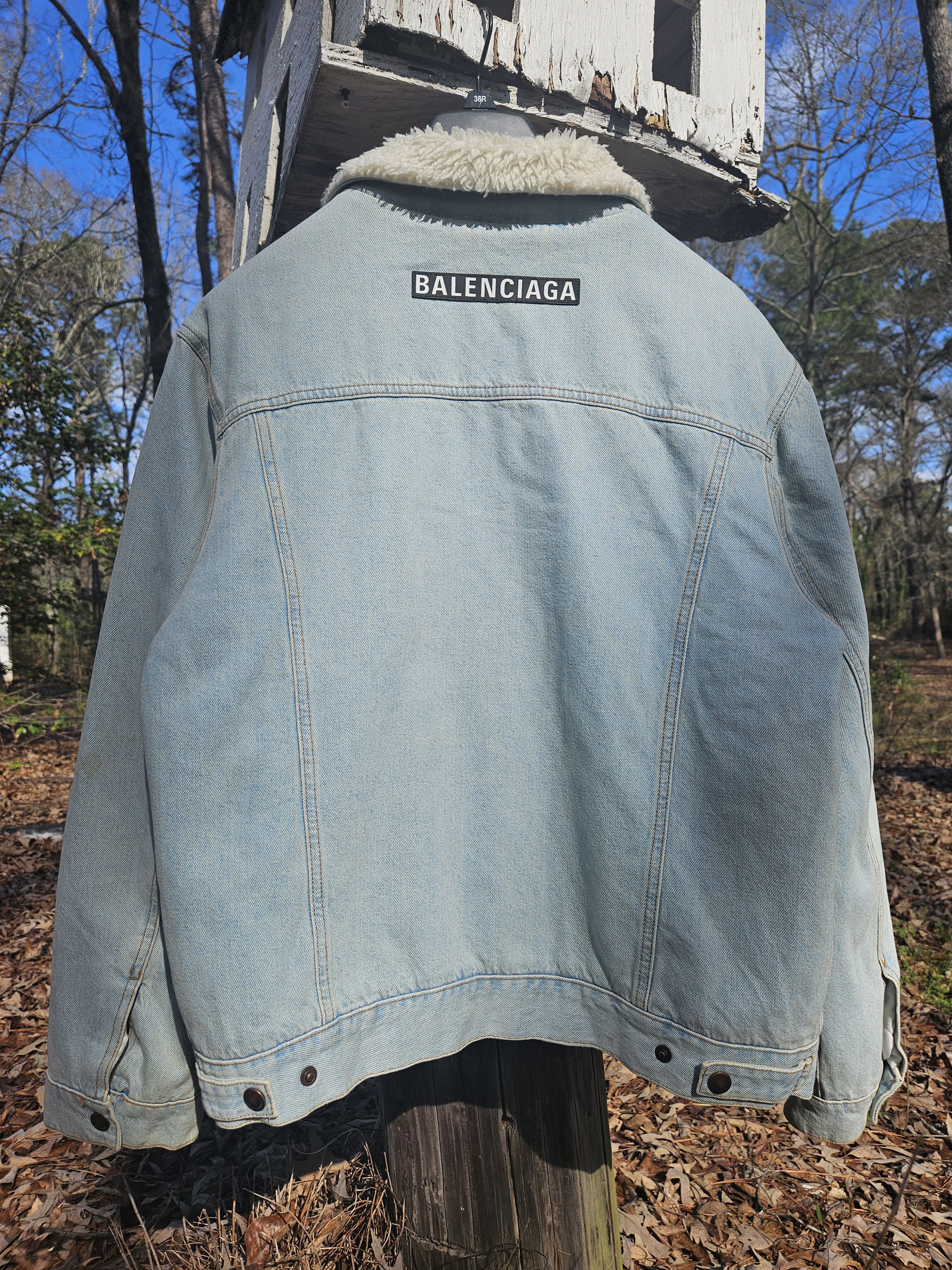 Balenciaga Balenciaga Shearling Sherpa Oversized Denim Jacket Size US XS / EU 42 / 0 - 1 Thumbnail