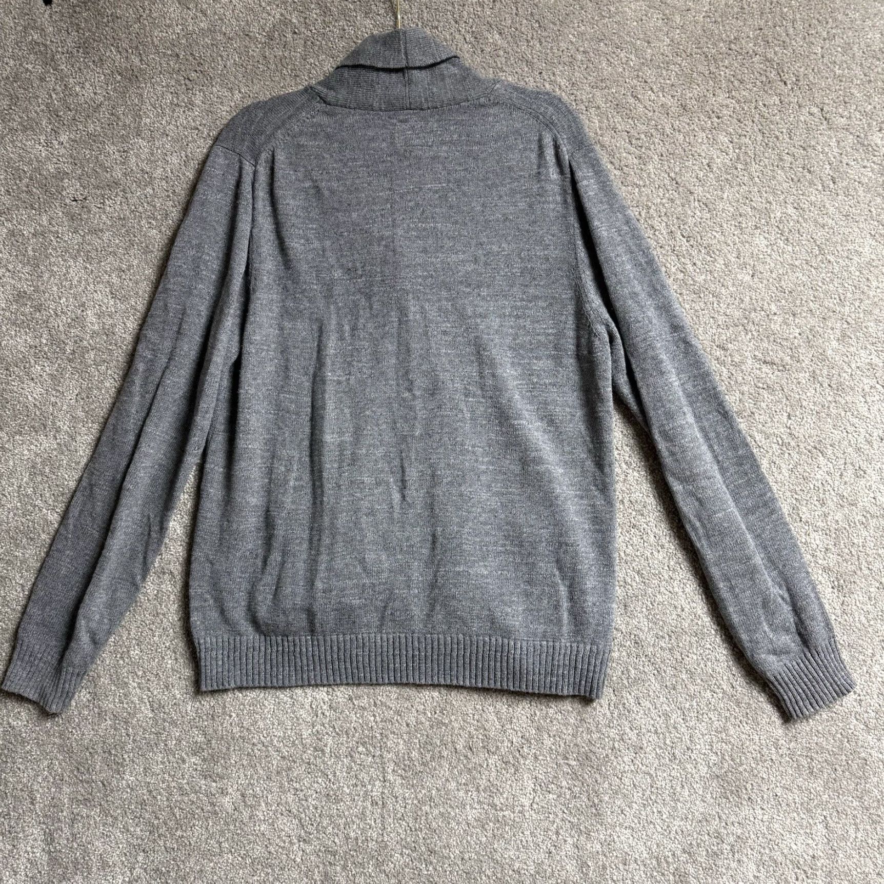Vintage St Johns Bay Cardigan Mens L Grandpa Sweater Pockets Shawl Collar Classic Gray 100% Cotton Knit Pocketed Regular Mens Size US L / EU 52-54 / 3 - 2 Thumbnail