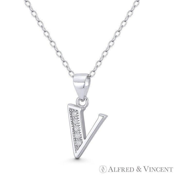 Other Initial Letter "V" Block Script CZ Crystal Pendant Size ONE SIZE - 1 Preview