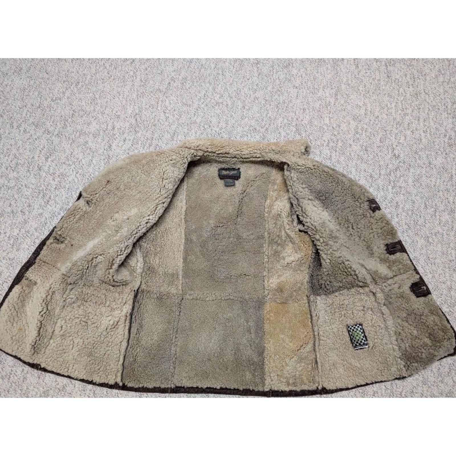 Doublet VINTAGE Black Gama SHEEPSKIN Leather Coat SHERPA PILE lined Patina coat S Brown Men Regular XS Coat Size US S / EU 44-46 / 1 - 5 Thumbnail