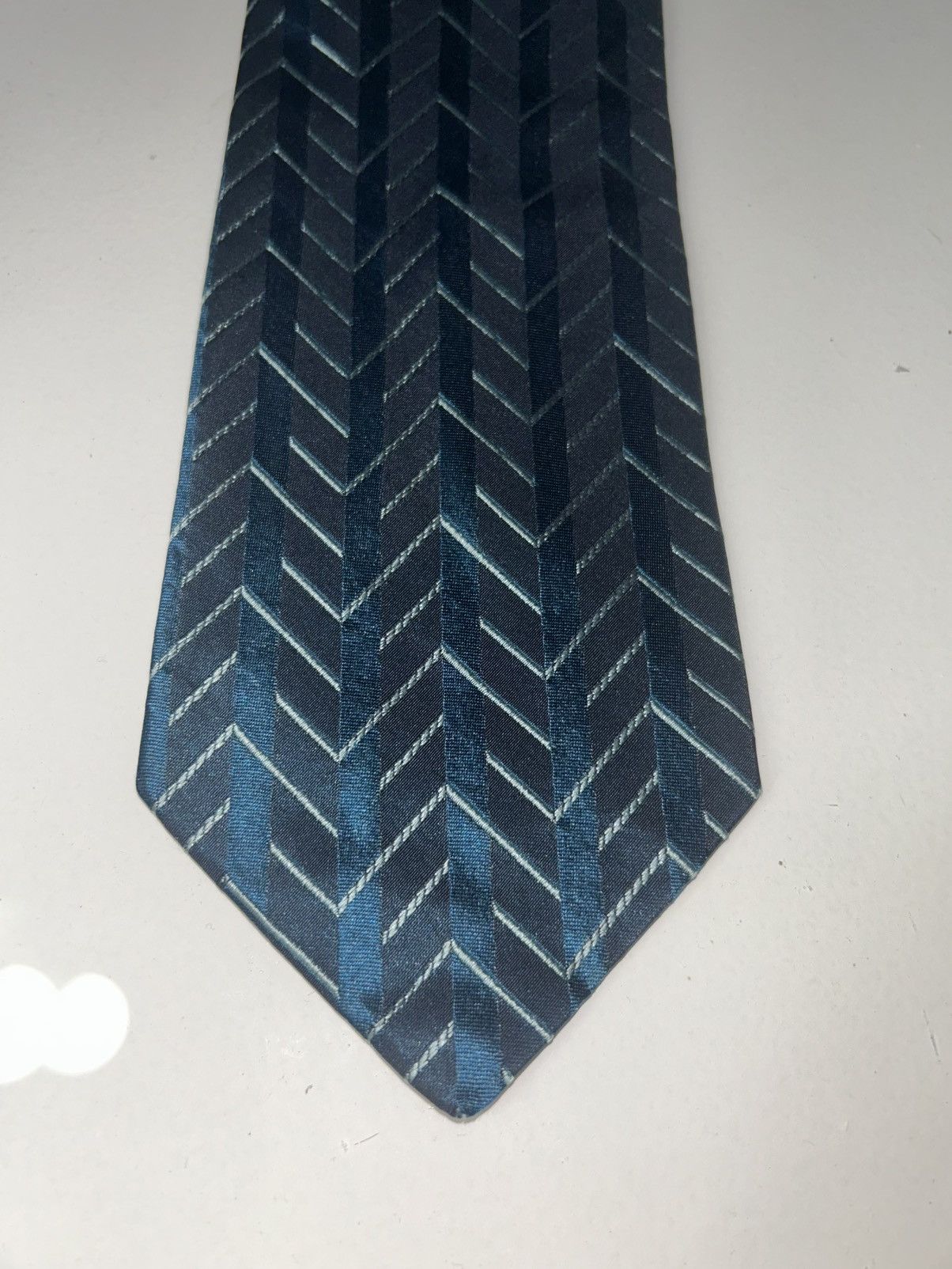 Valentino Valentino Blue Chevron Silk Neck Tie Size ONE SIZE - 4 Thumbnail