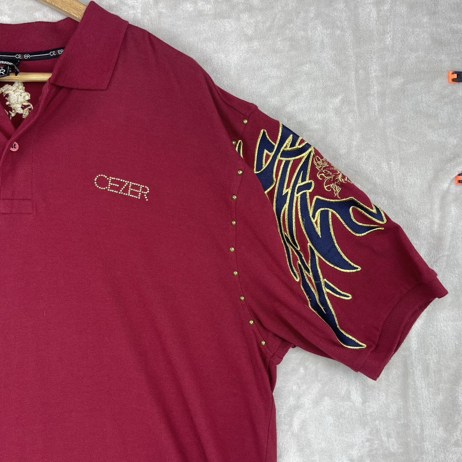 Other Jewelius Cezer Lion Graphic Polo Studded Red Oversized 2XL Size US XXL / EU 58 / 5 - 3 Thumbnail