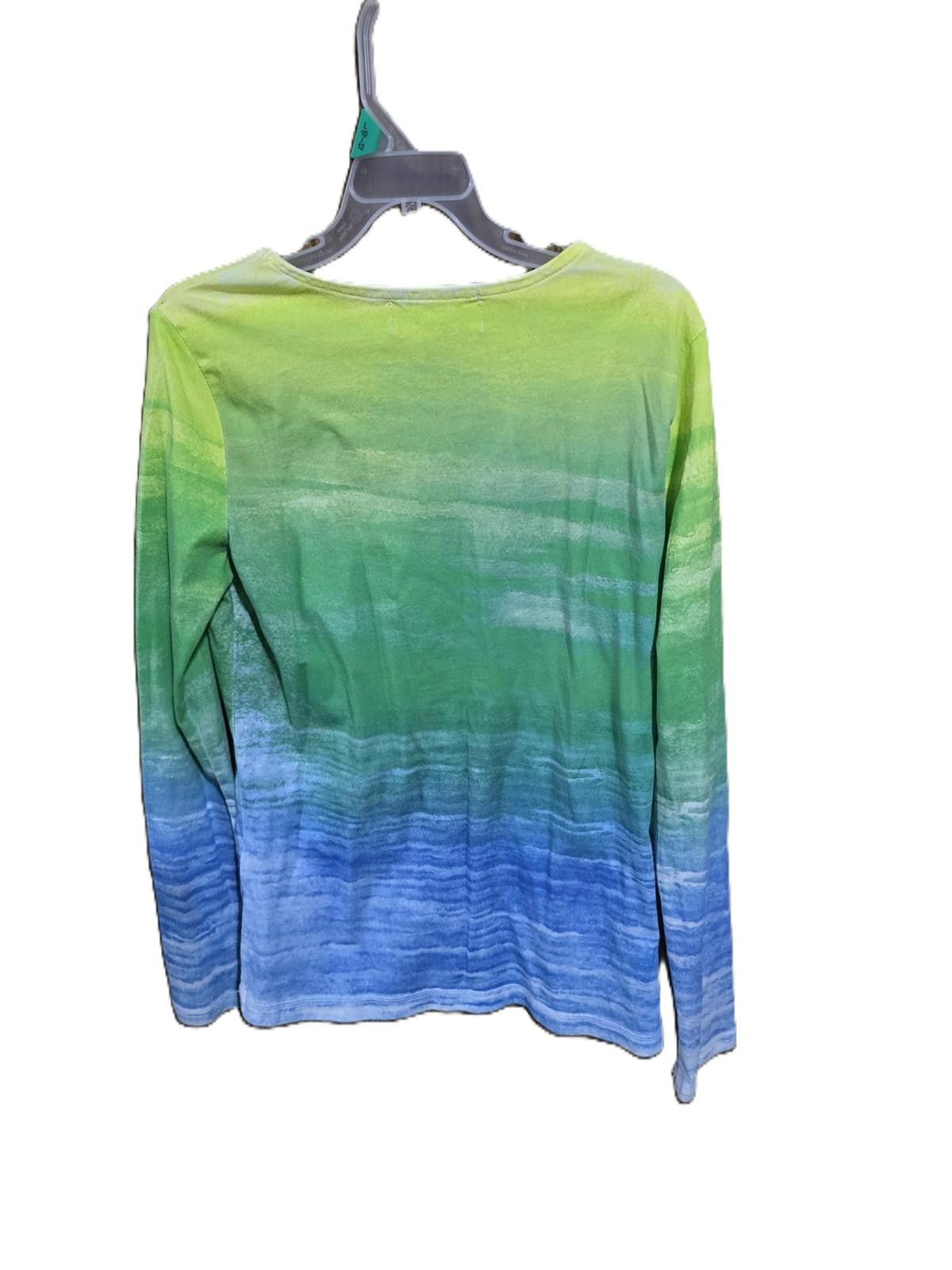 Lauren Ralph Lauren Lauren Active Shirt Green Blue Gradient Floral Print Size XS / US 0-2 / IT 36-38 - 3 Thumbnail