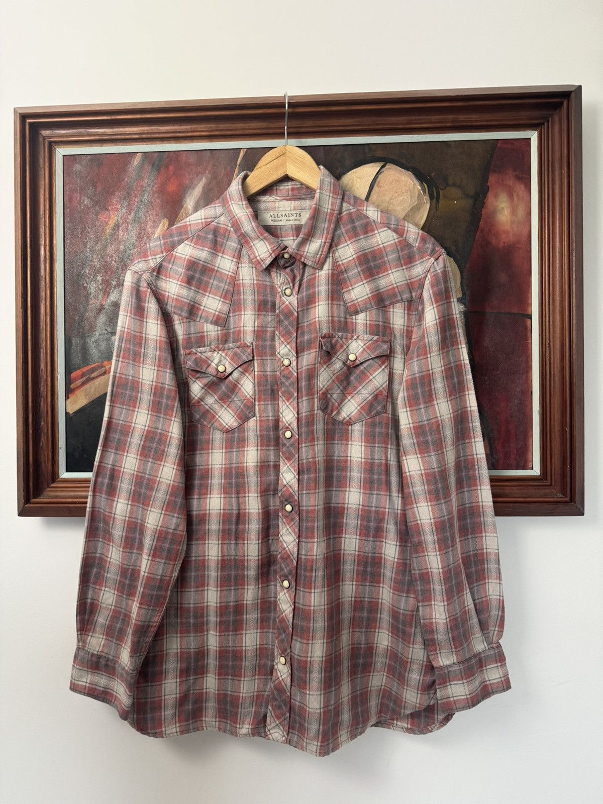 Allsaints Allsaints Black Shadow Plaid Flannel Shirt - Size M Size US M / EU 48-50 / 2 - 1 Thumbnail