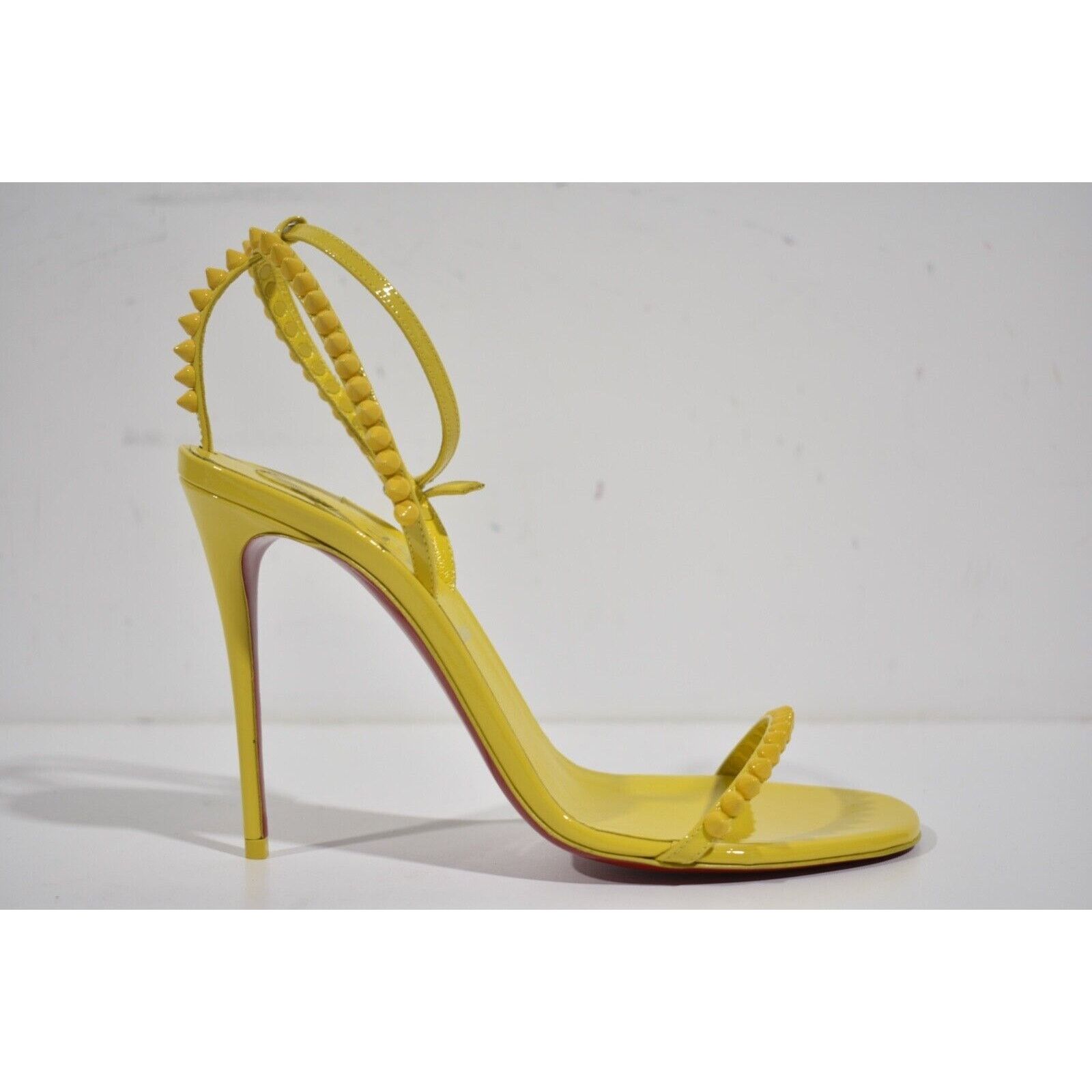 Christian Louboutin So Me 100 Yellow Patent Ankle Strap Sandal Heel Pump 38.5 Size US 8.5 / IT 38.5 - 2 Thumbnail