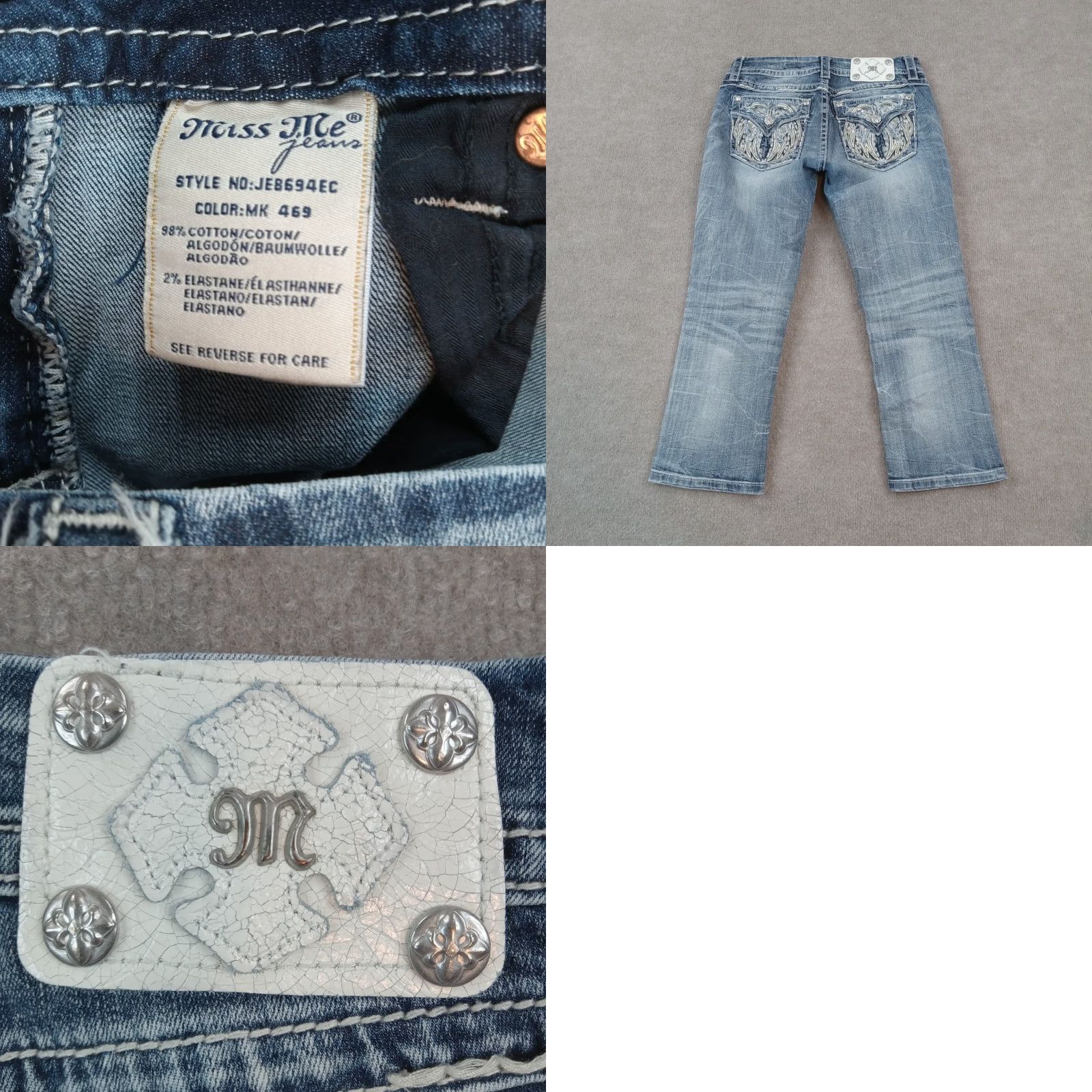 Miss Me Miss Me Blue Denim Mid-Rise Cropped Jeans Women Size 26 (28x22) Stretch Size 28" / US 6 / IT 42 - 8 Thumbnail