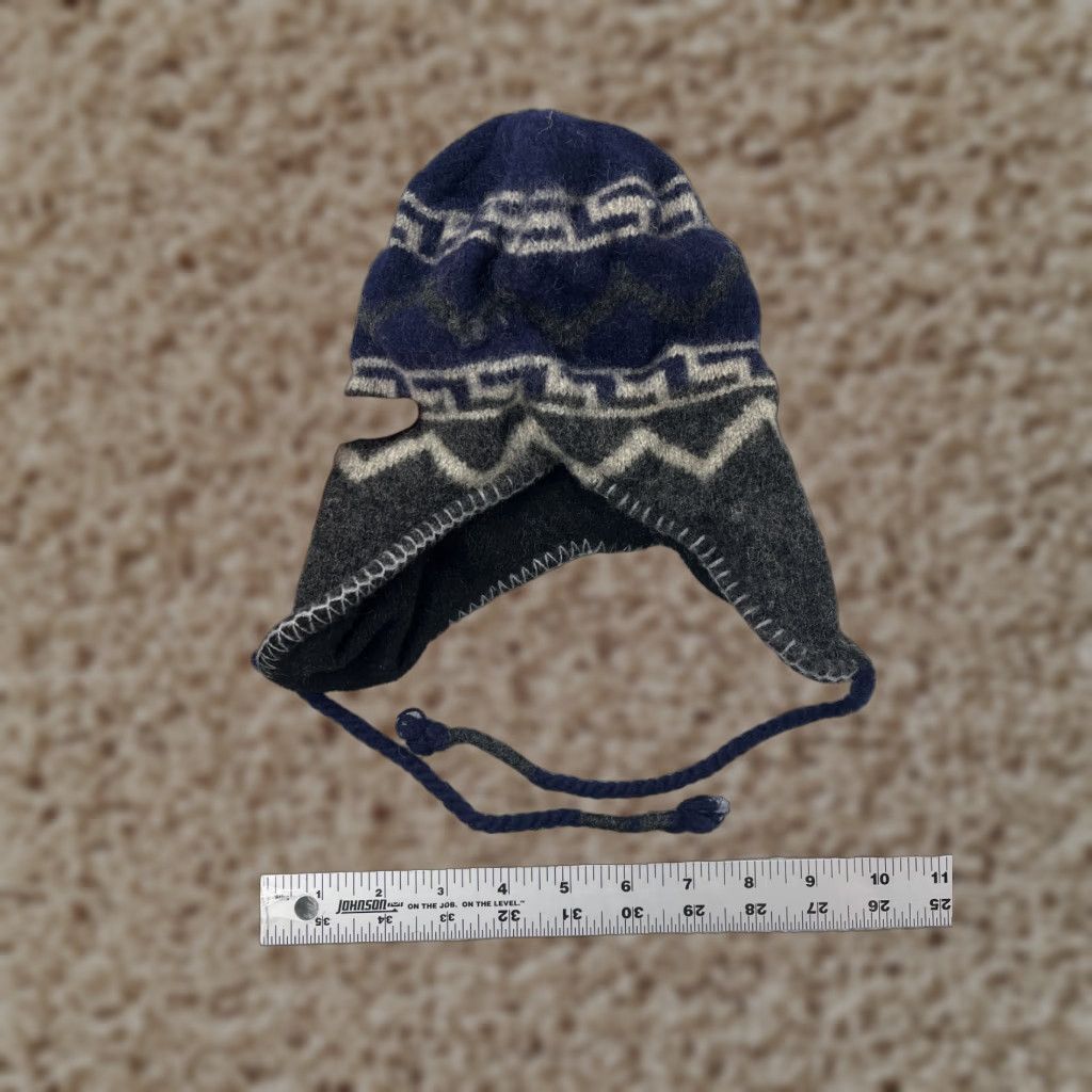 Walmart Beannie Toque Beanie Knit Geometric Blue Gray Mens One Size Lined Wool Nylon Polyester Acrylic Clothing Hat Size ONE SIZE - 1 Thumbnail