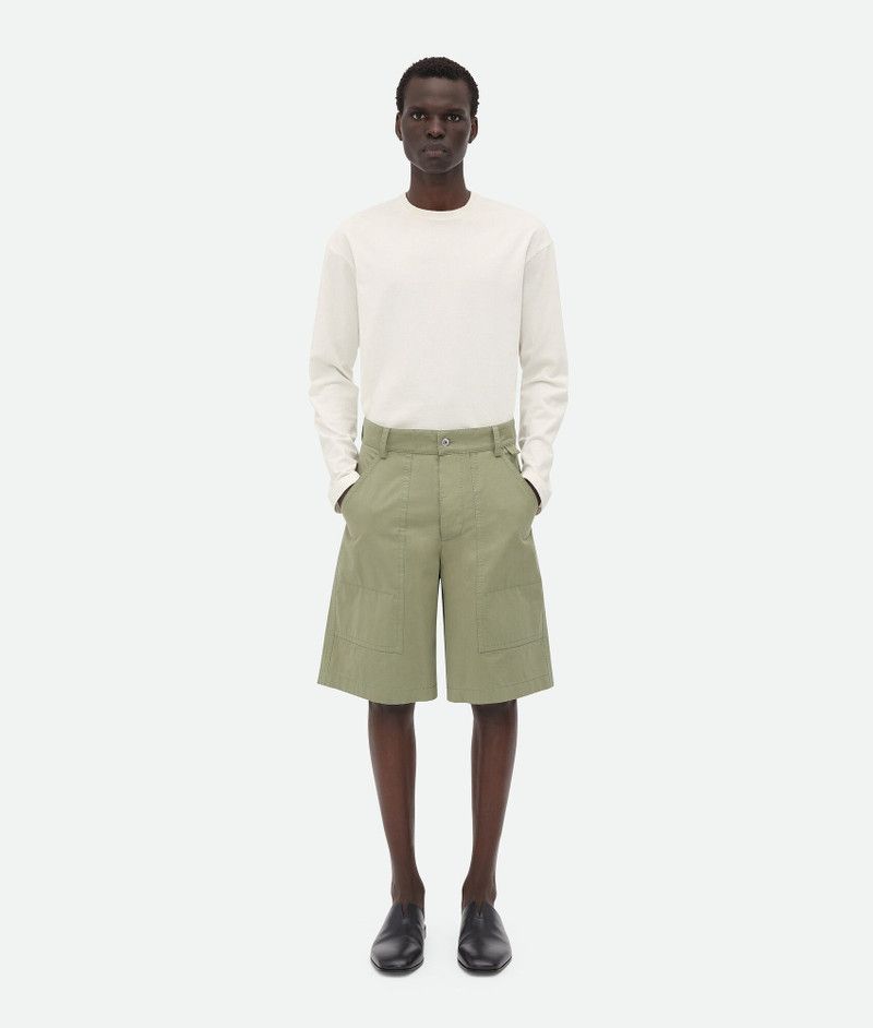 Bottega Veneta o1bcso1str0526 Light Cotton Twill Cargo Shorts Light Green Size US 34 / EU 50 - 1 Thumbnail