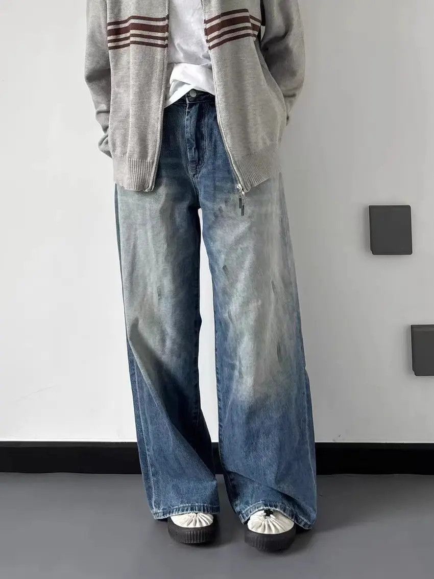 Designer × Japanese Brand Retro casual high street wide leg straight jeans Size US 33 - 4 Thumbnail