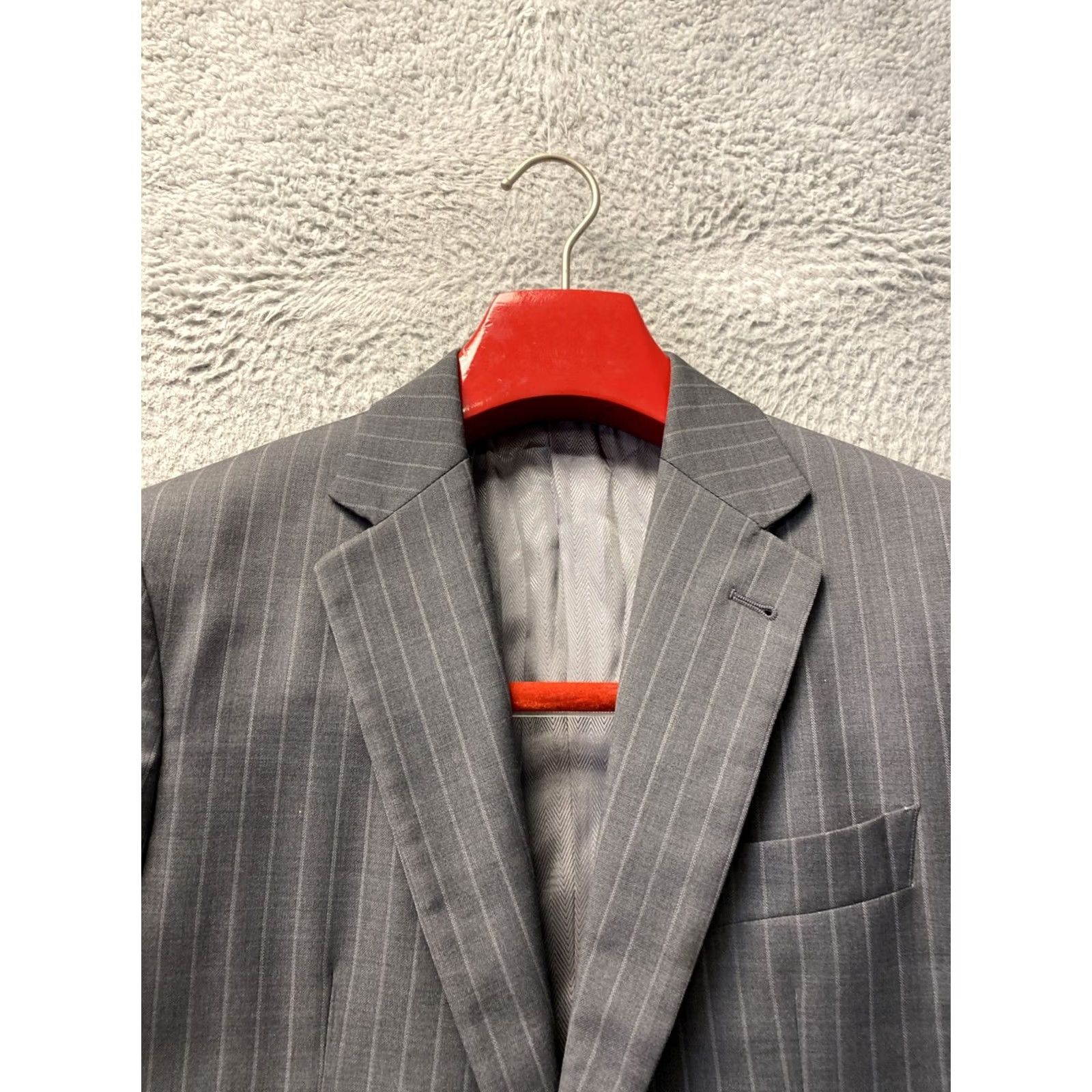 Joseph Abboud VINTAGE? No — Joseph Abboud Ermenegildo Zegna Wool Blazer 42S Gray Striped / 0917 Size 42R - 3 Thumbnail