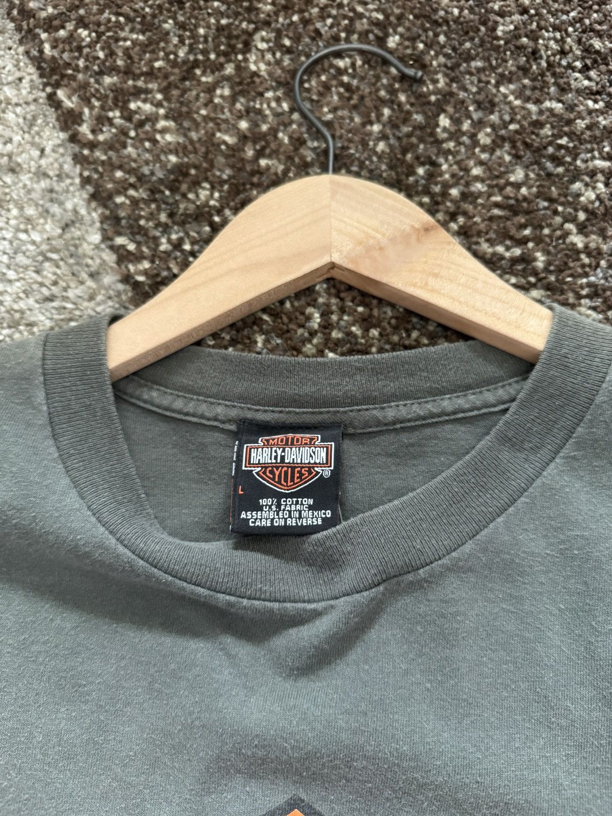 Harley Davidson 1999 Harley Davidson crazy Olive Green Eagle + back hit tee Size US L / EU 52-54 / 3 - 4 Thumbnail