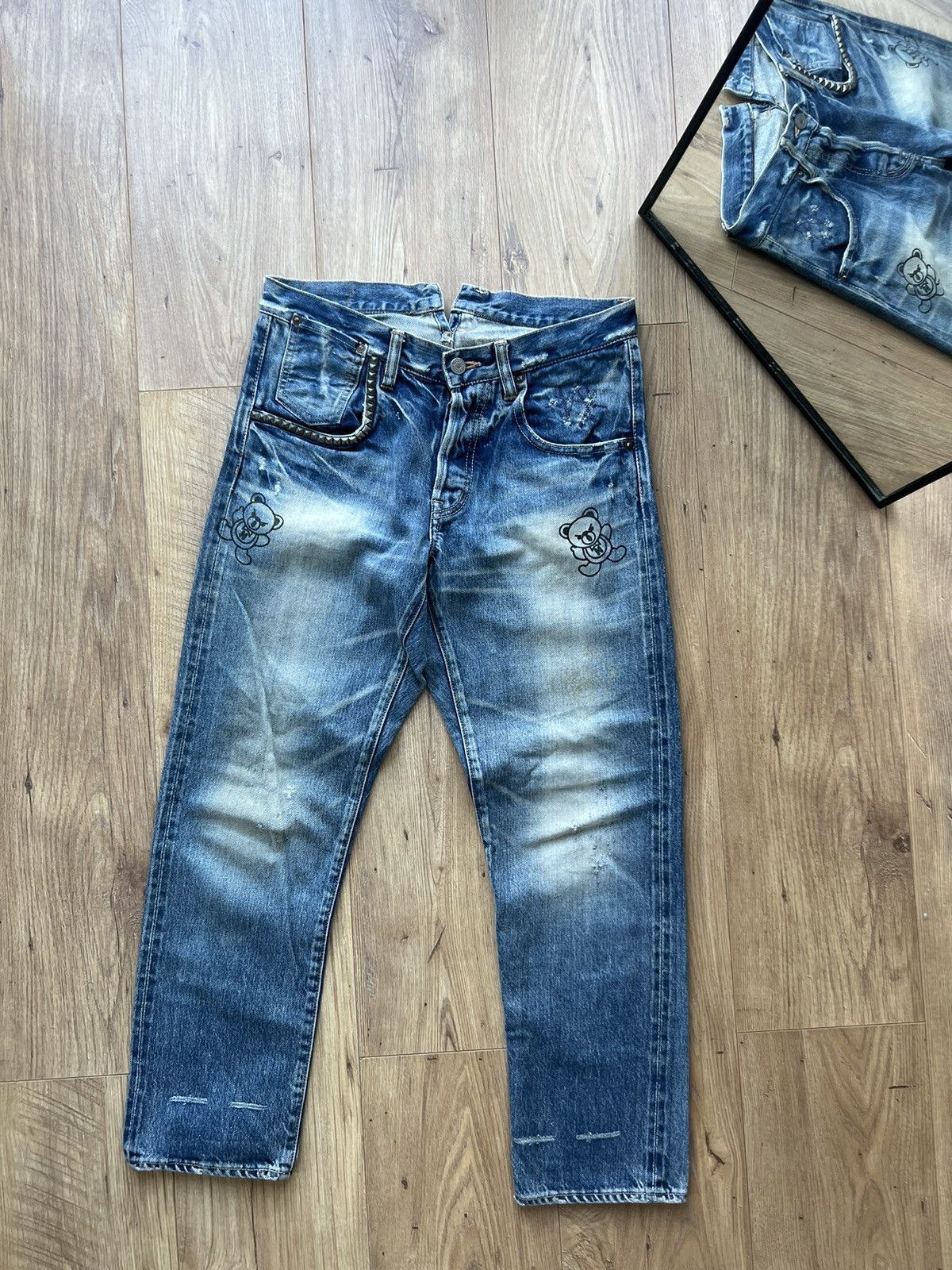 HYSTERIC GLAMOUR KINKY TEDDY BEAR SELVEDGE JEANS Y2K RARE