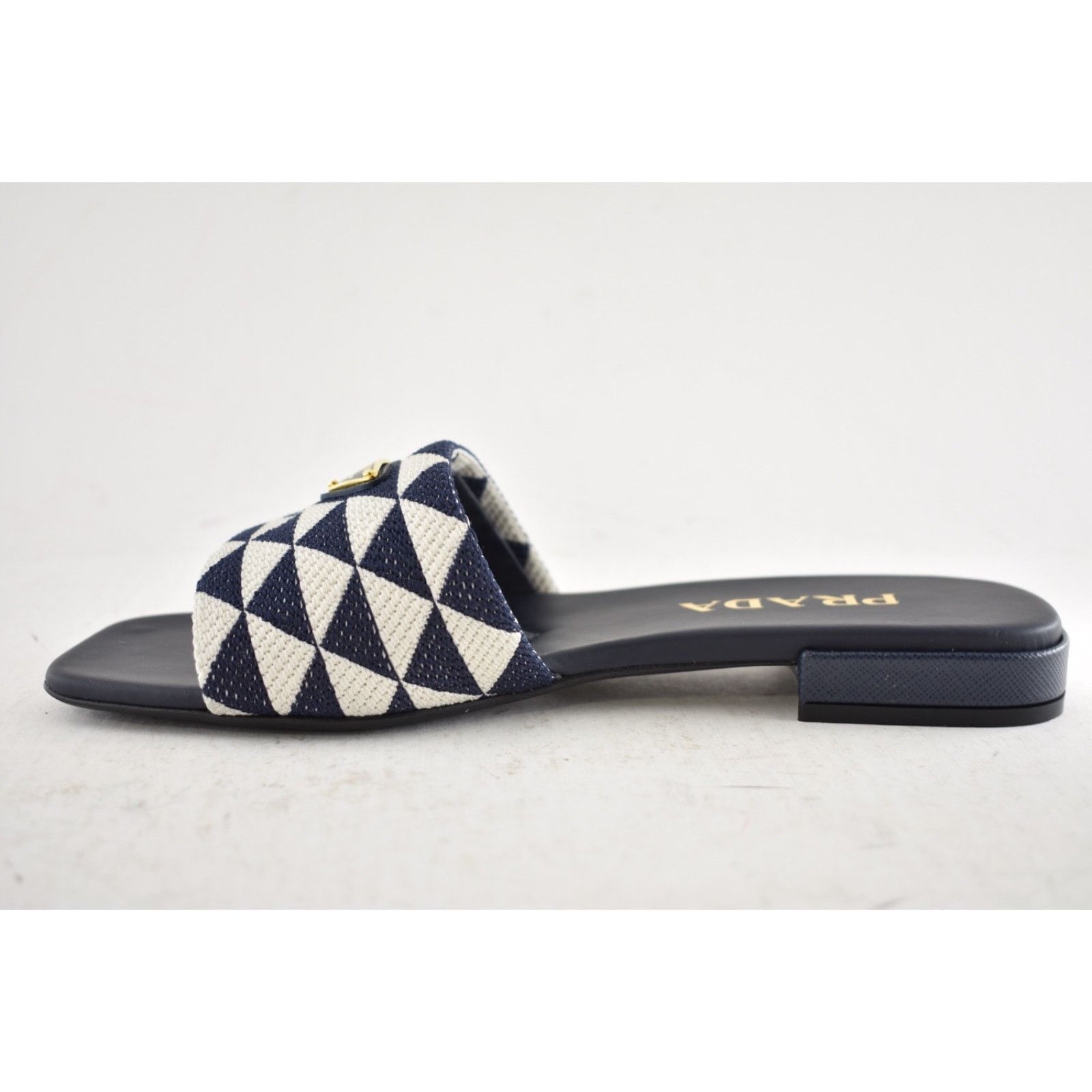 Prada Prada Jacquard Triangle Logo Baltico Talco Blue White Slide Size US 6 / IT 36 - 12 Thumbnail