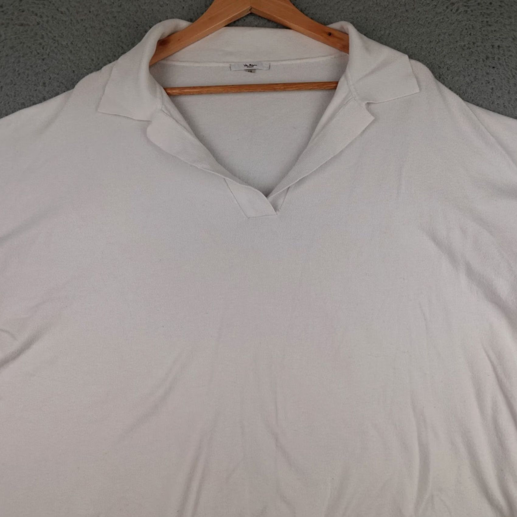Vintage VIA MILANO Sweater Womens 1X White Short Sleeve Collared Pullover Preppy Rayon Size XL / US 12-14 / IT 48-50 - 4 Thumbnail