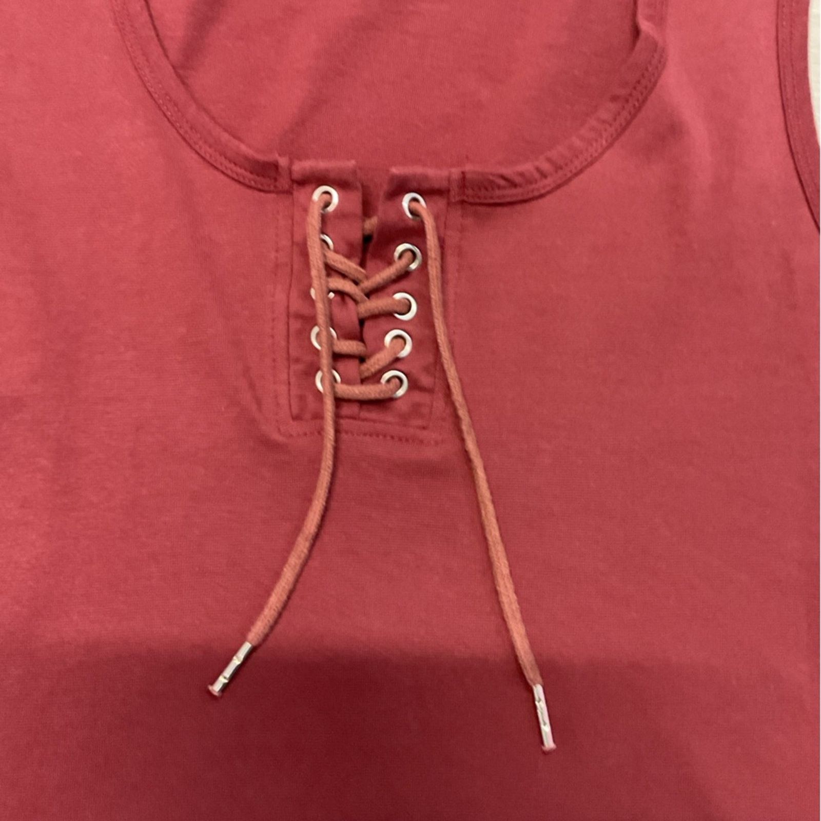 Harley Davidson Vintage Harley-Davidson Burgundy Lace Front Tank Top Size M / US 6-8 / IT 42-44 - 6 Thumbnail