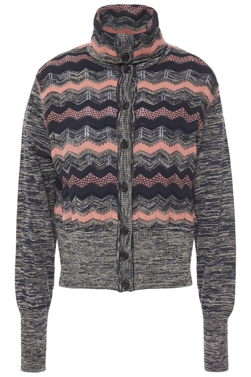 Missoni M MISSONI Crochet-knit Turtleneck Cardigan Sweater EU 42 Size M / US 6-8 / IT 42-44 - 1 Thumbnail