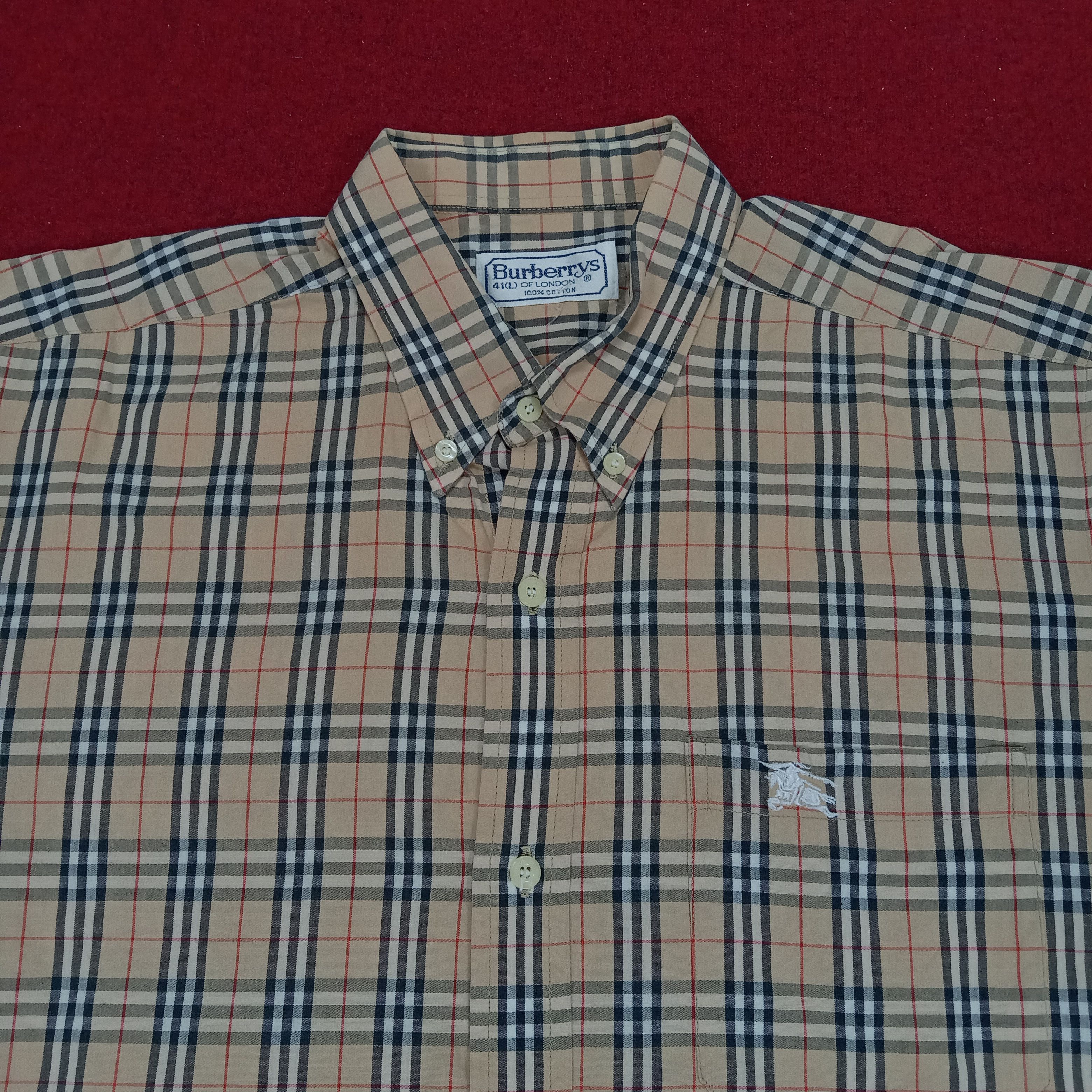 Burberry × Vintage Burberrys Luxury Brand Casual Formal Short Sleeve Shirt Size US XL / EU 56 / 4 - 2 Thumbnail