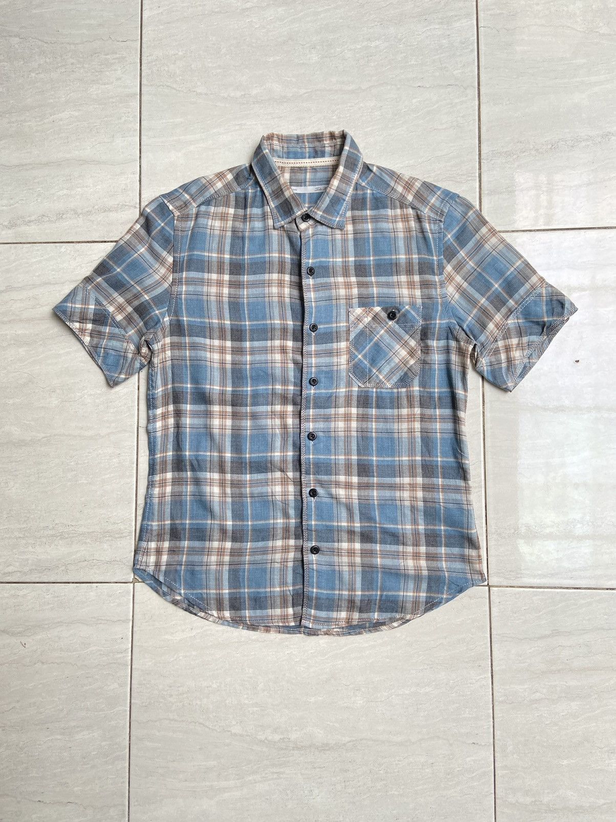 Issey Miyake × Japanese Brand × Tete Homme TETE HOMME Blue Plaid Shirt Size US S / EU 44-46 / 1 - 1 Thumbnail
