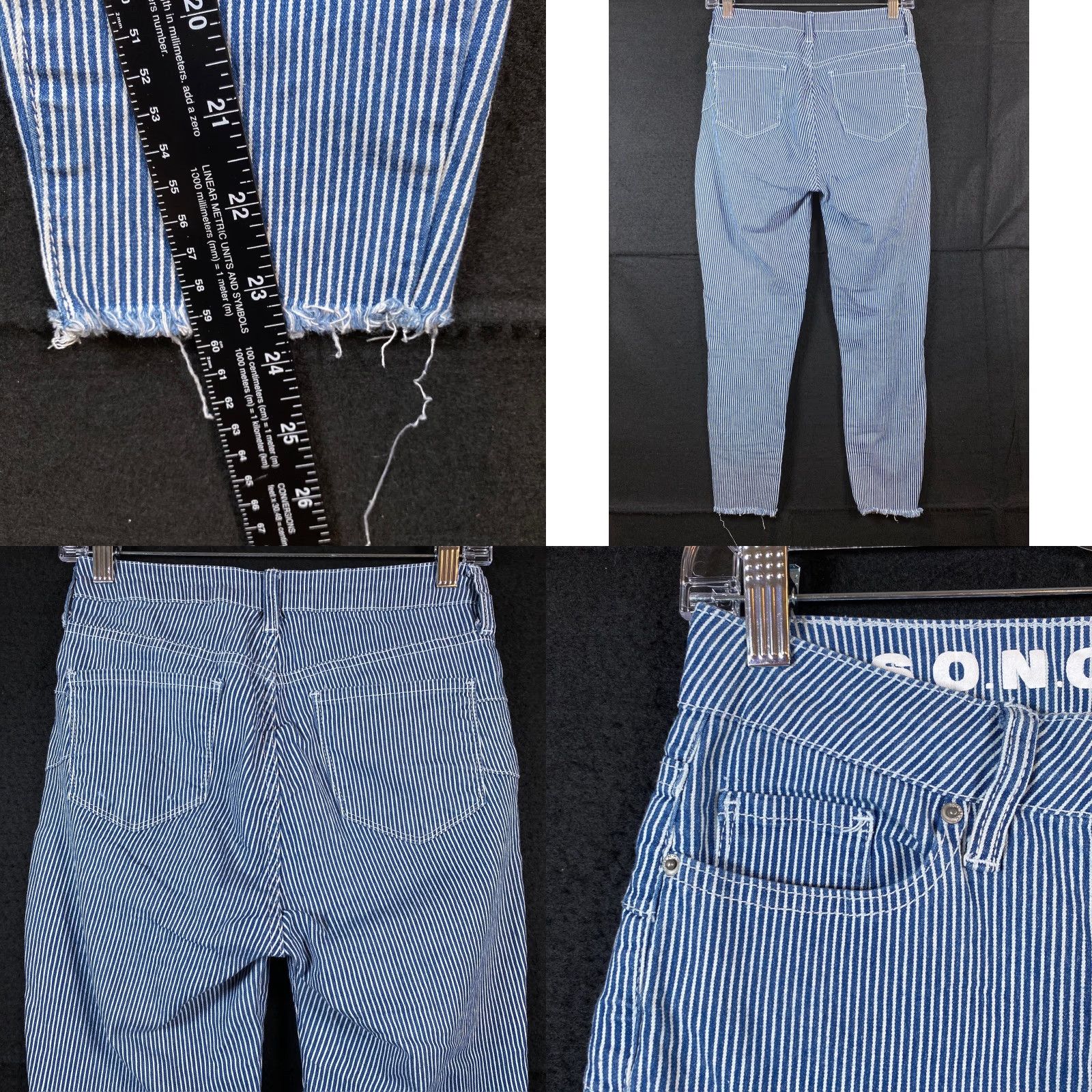 Vintage VINTAGE S.O.N.G Womens Jeans Blue Denim High Rise Skinny Ankle Grazer Distressed 5/27 Size 27" / US 4 / IT 40 - 8 Thumbnail