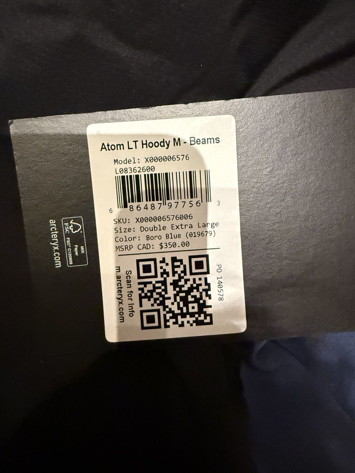 Arc'teryx × Beams Plus Beams Arc’teryx Boro Blue Atom Jacket Size US XXL / EU 58 / 5 - 6 Thumbnail