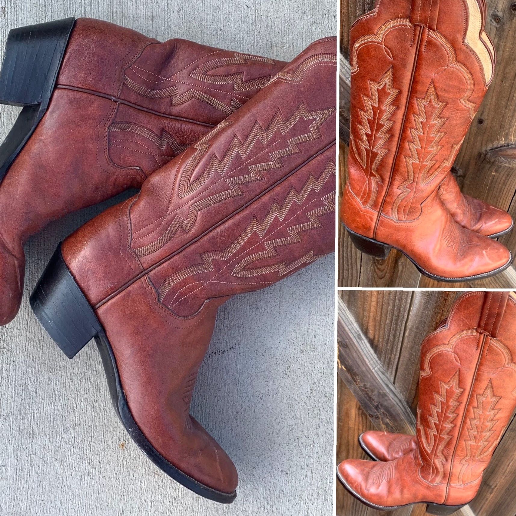 Vintage VINTAGE Panhandle Slim Cowboy Boots Boots Cowgirl Western Hand Crafted 5 1/2 B Brown Leather Mens Ladies? Size US 6 / IT 36 - 3 Thumbnail