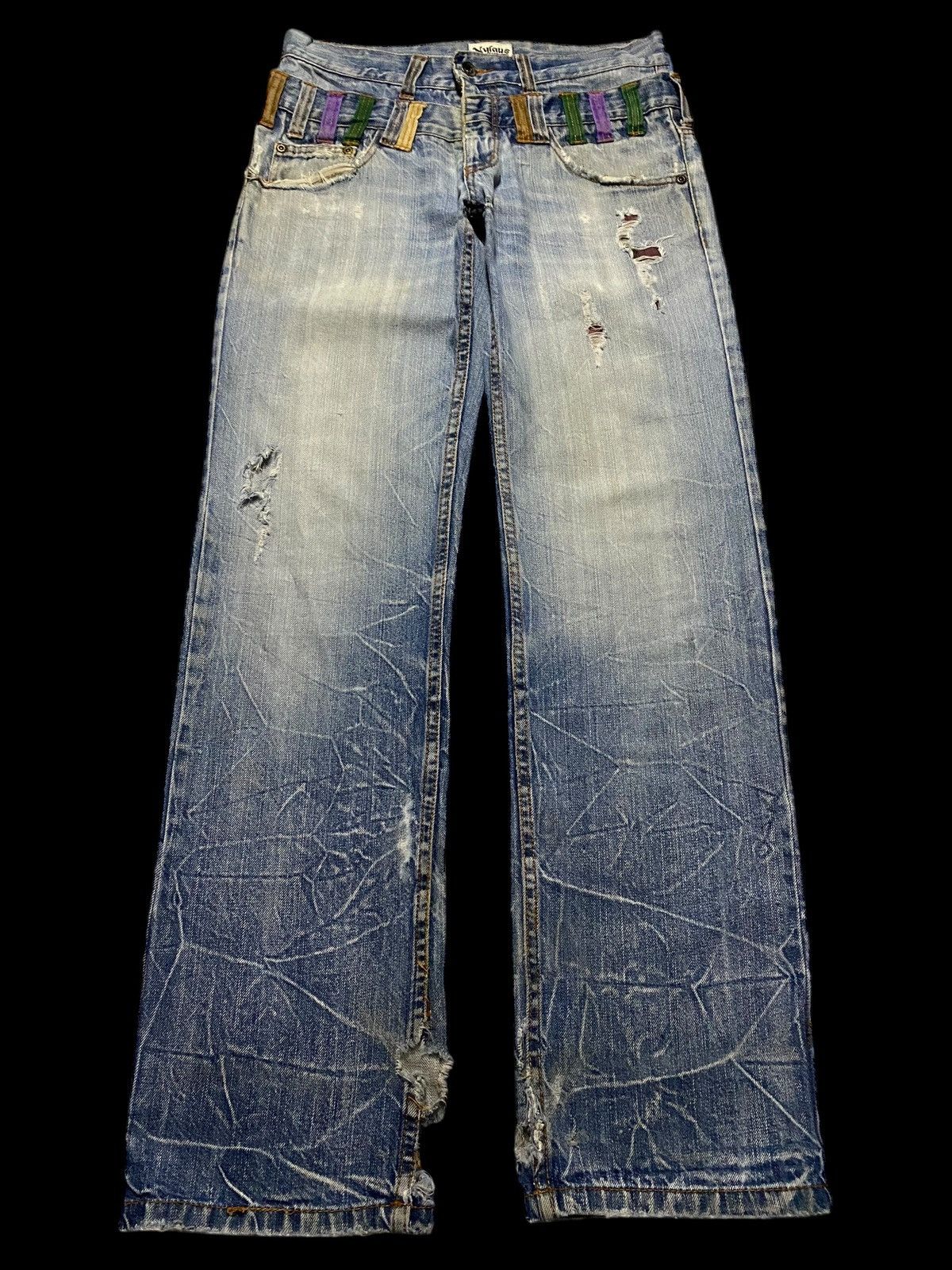 Japanese Brand Japanese Brand Nylaus Thunder Double Waist Trash Loose Jeans Size US 30 / EU 46 - 1 Thumbnail