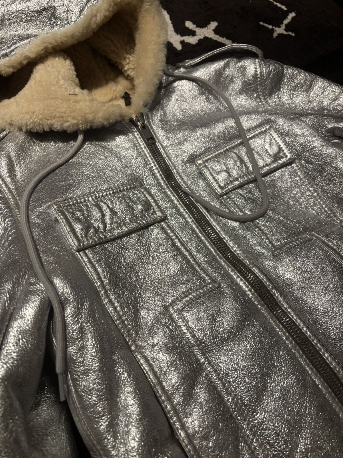 Dior AW07 Dior Homme Silver Glitter Shearling Jacket Size US M / EU 48-50 / 2 - 3 Thumbnail