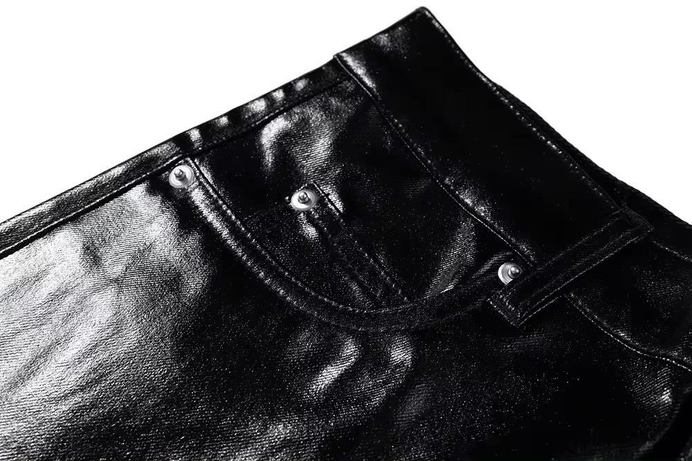 Japanese Brand × Jean Glossy Pu Leather Oversized Flared Jeans Size US 35 - 6 Thumbnail